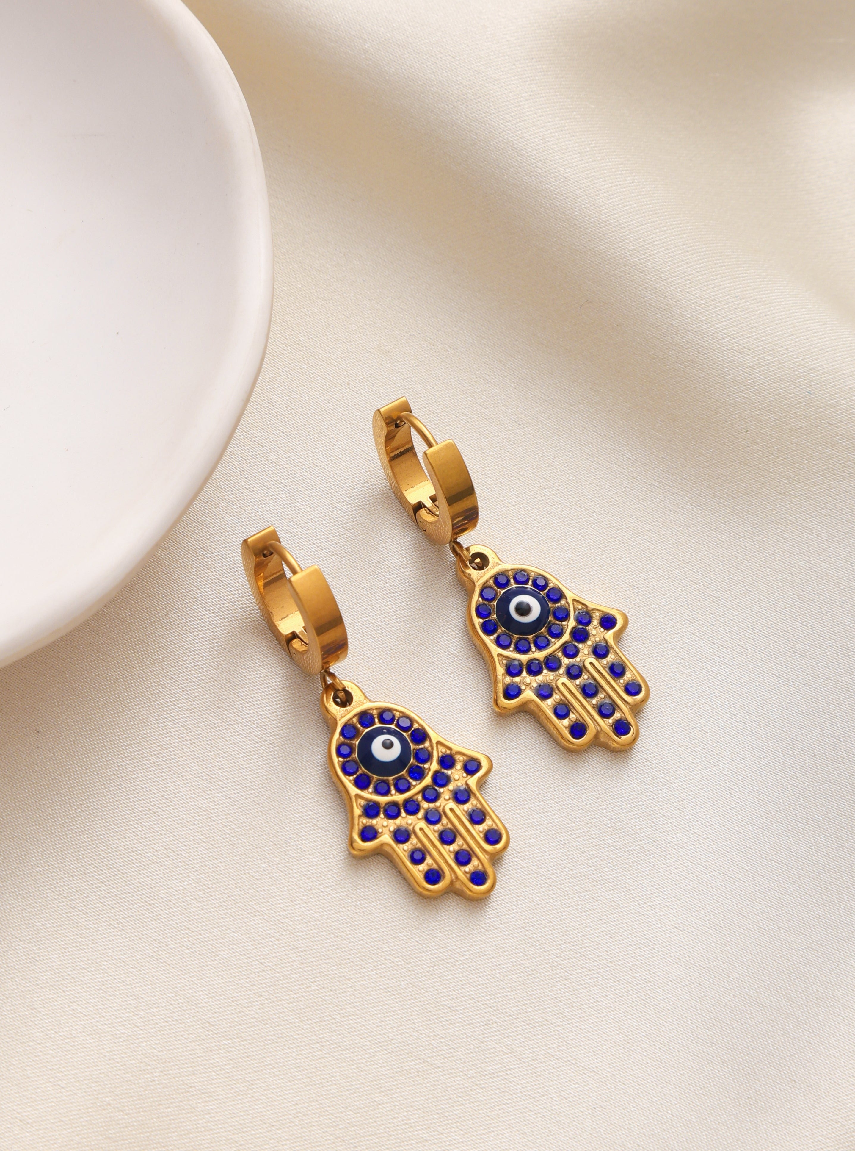 Turkish Blue Hamsa Earrings