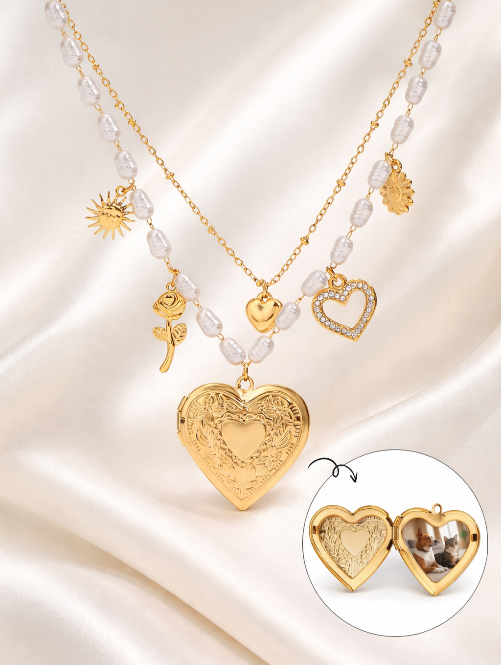 Valentine Layered Locket Necklace
