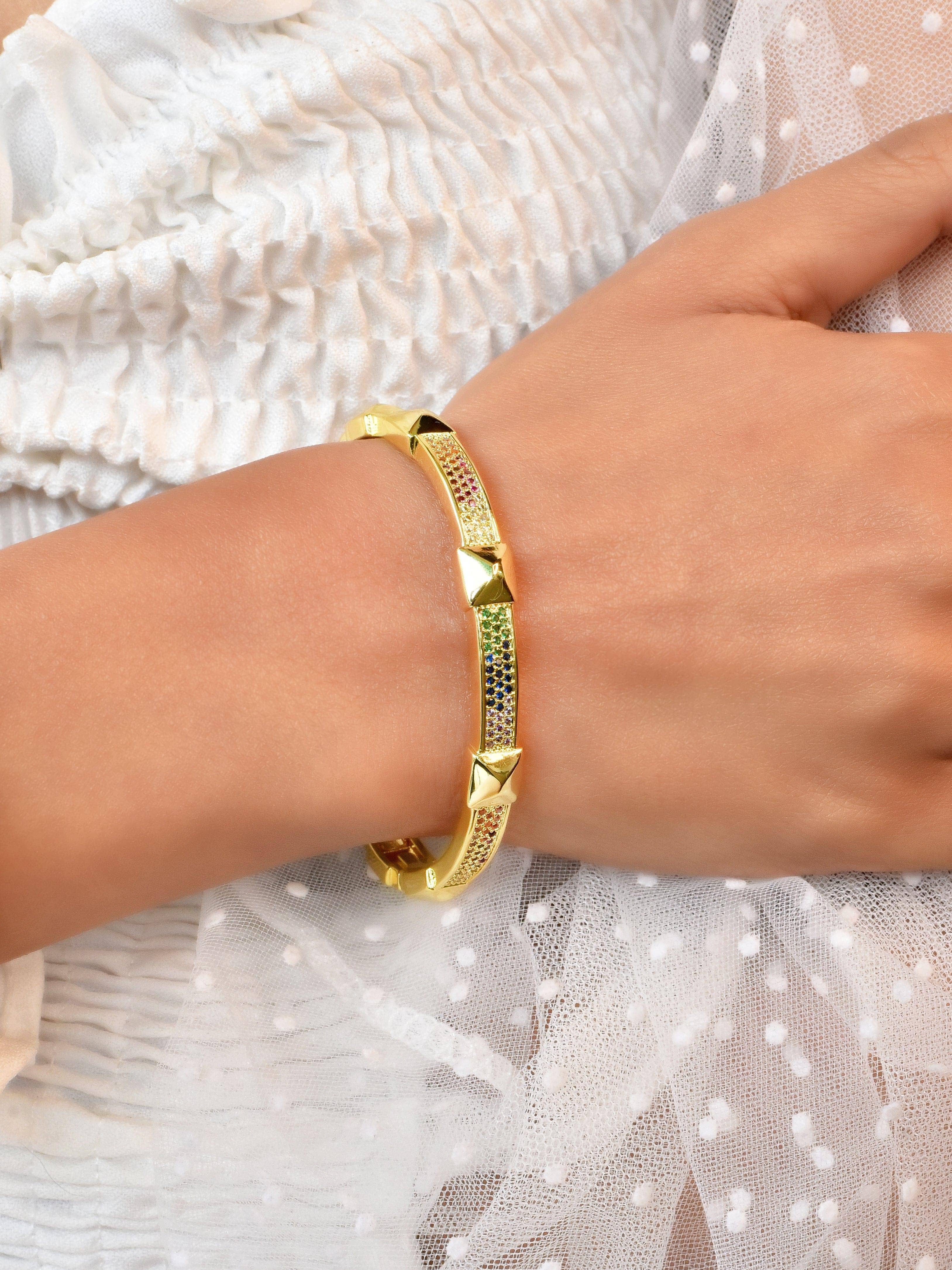 Klissaa bracelet Glam Gold Plated Zircon Cuff Bangle