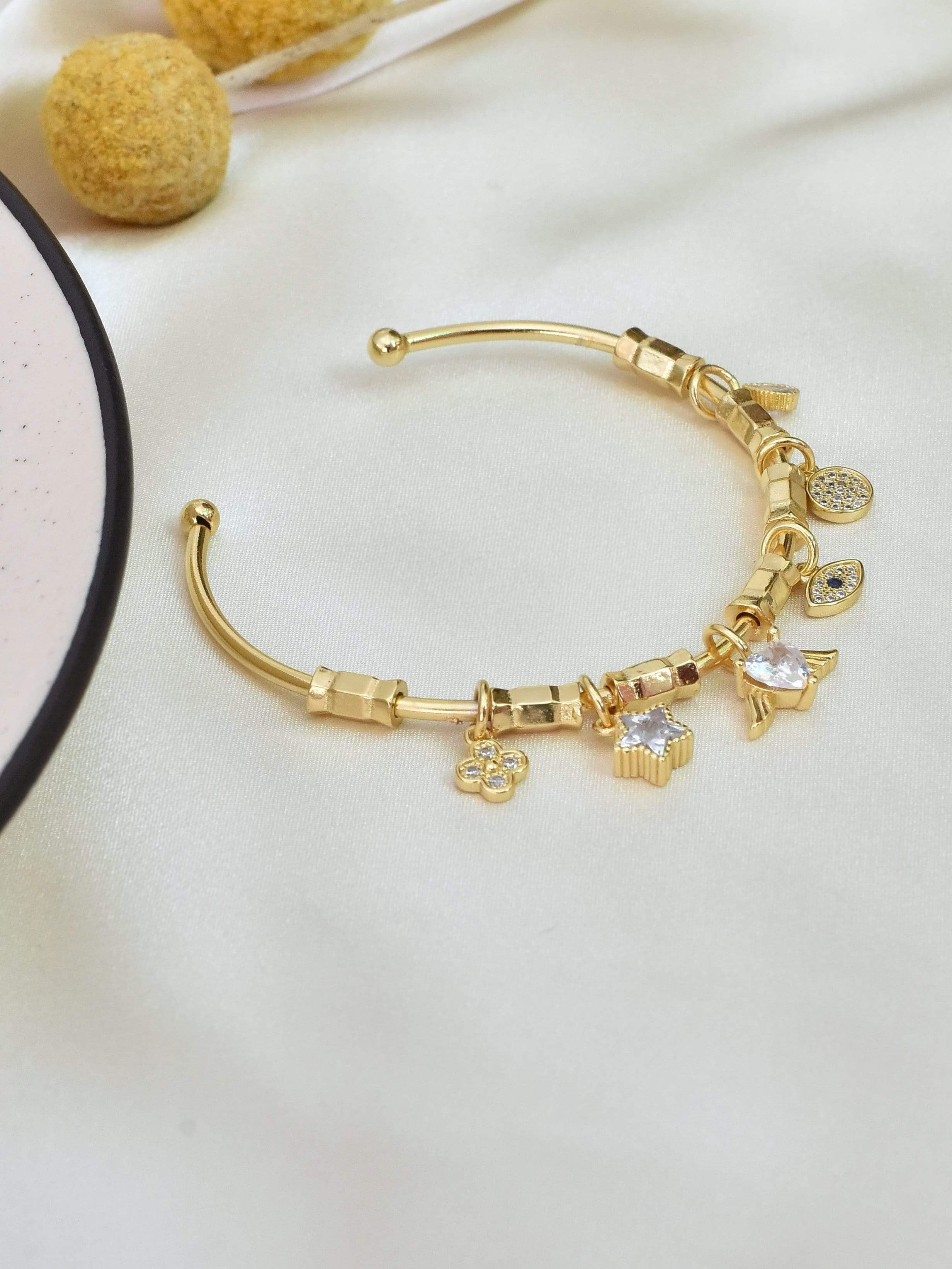 Klissaa bracelet Zenith Multi Charm Gold Cuff Bangle