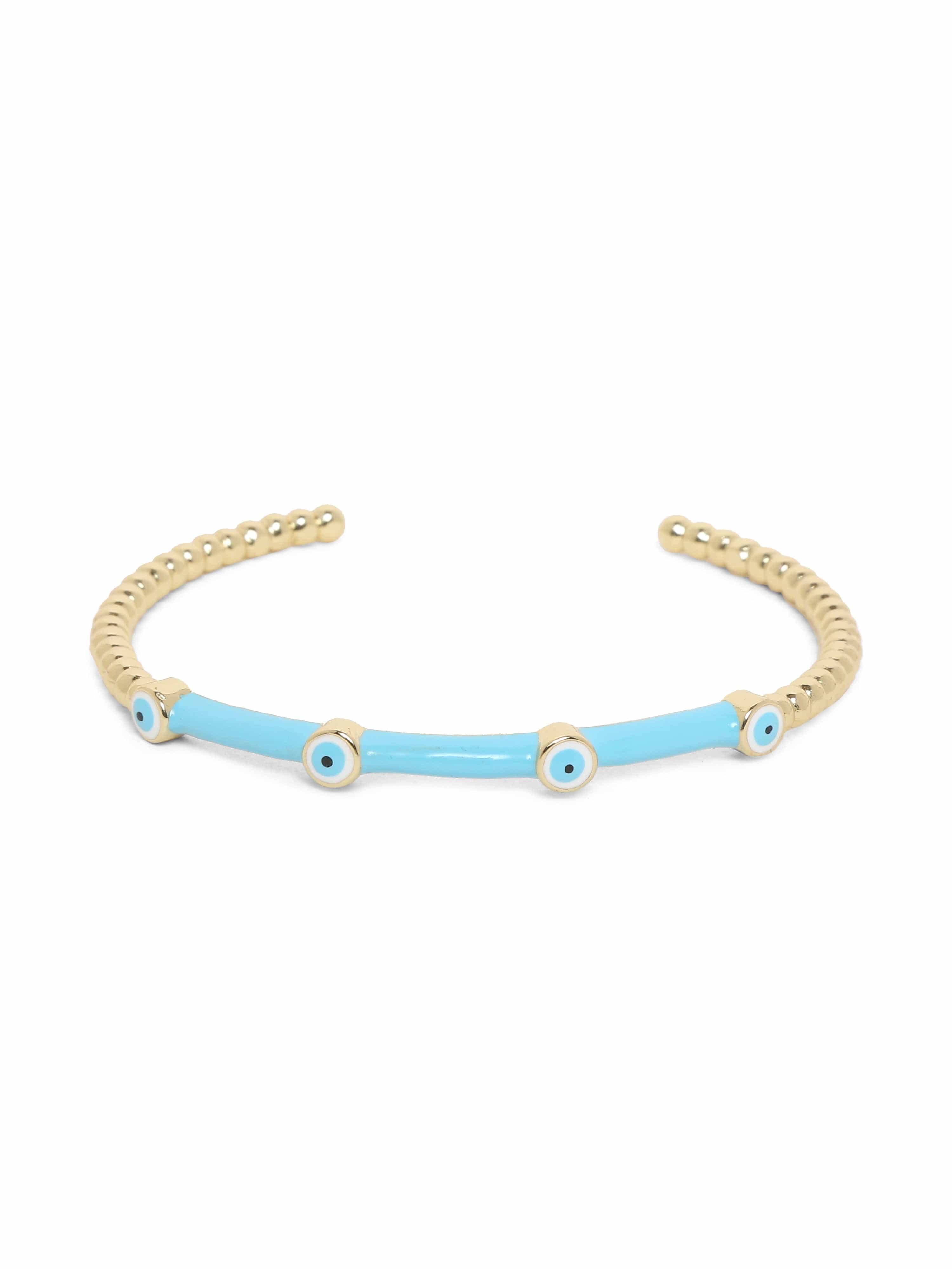 Klissaa Bracelets Blue Enamel Evil Eye Cuff Bangle