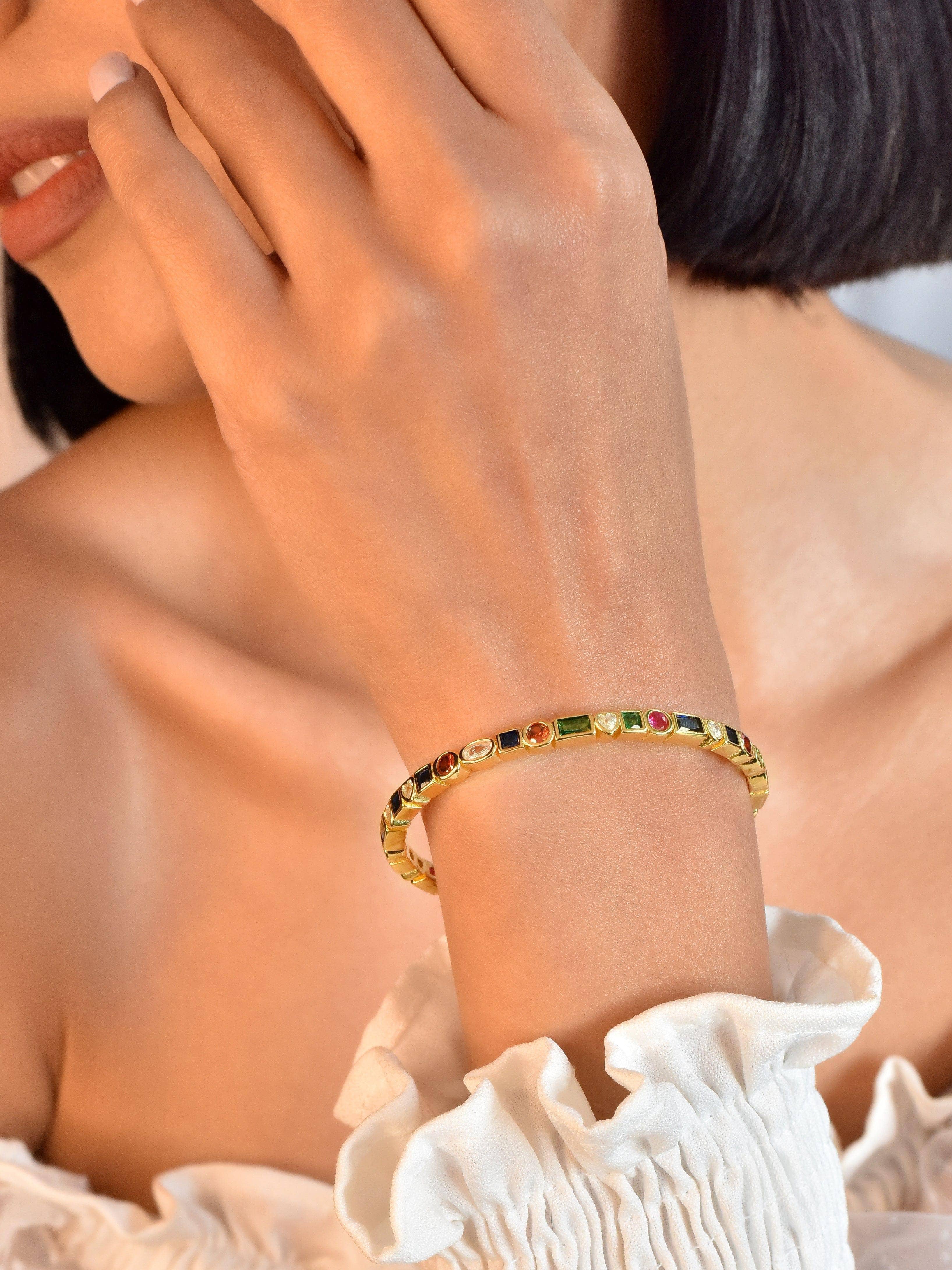 Klissaa Bracelets Golden Girl Multi-Color Cuff Bracelet
