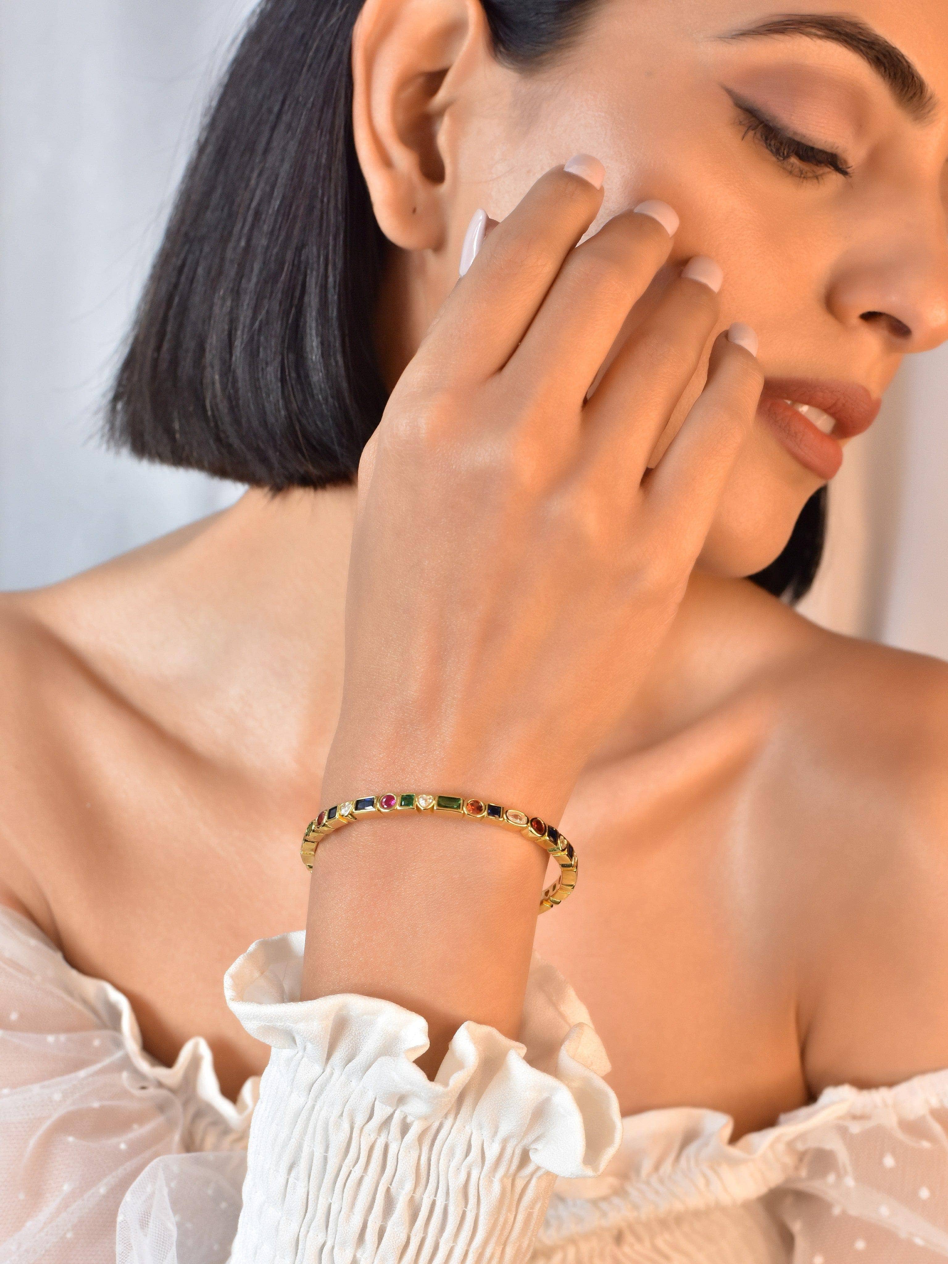 Klissaa Bracelets Golden Girl Multi-Color Cuff Bracelet