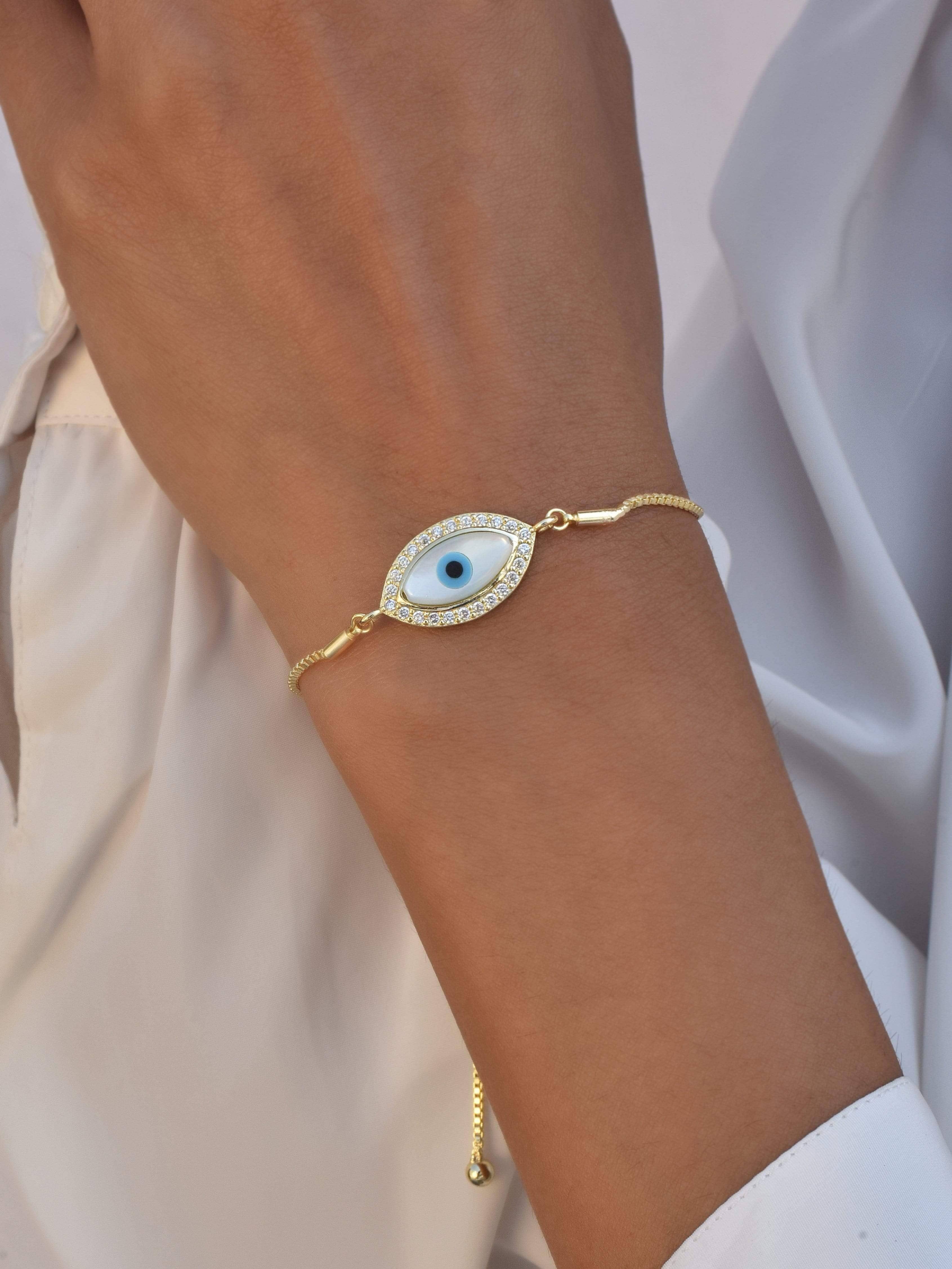 Mother of pearl discount evil eye bracelet