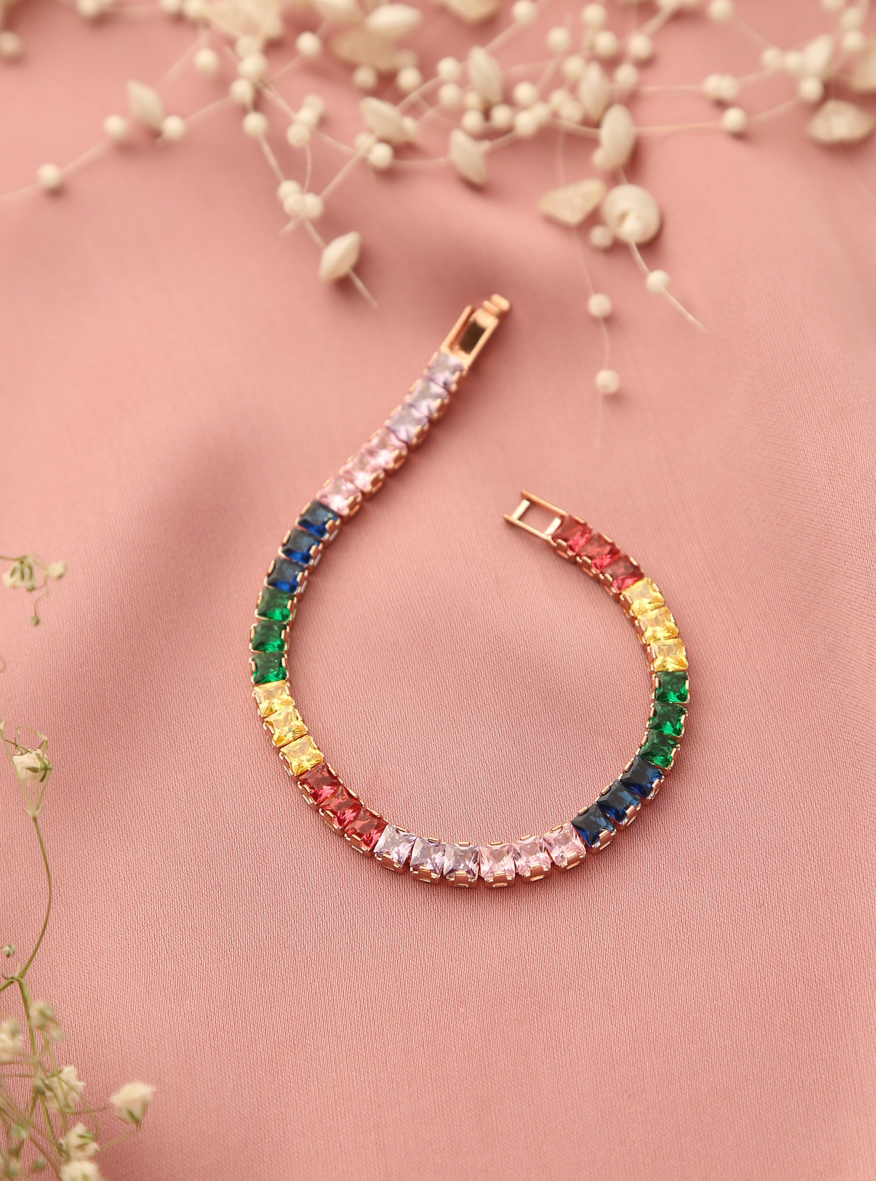 Klissaa Bracelets Rainbow Rose Gold Bracelet
