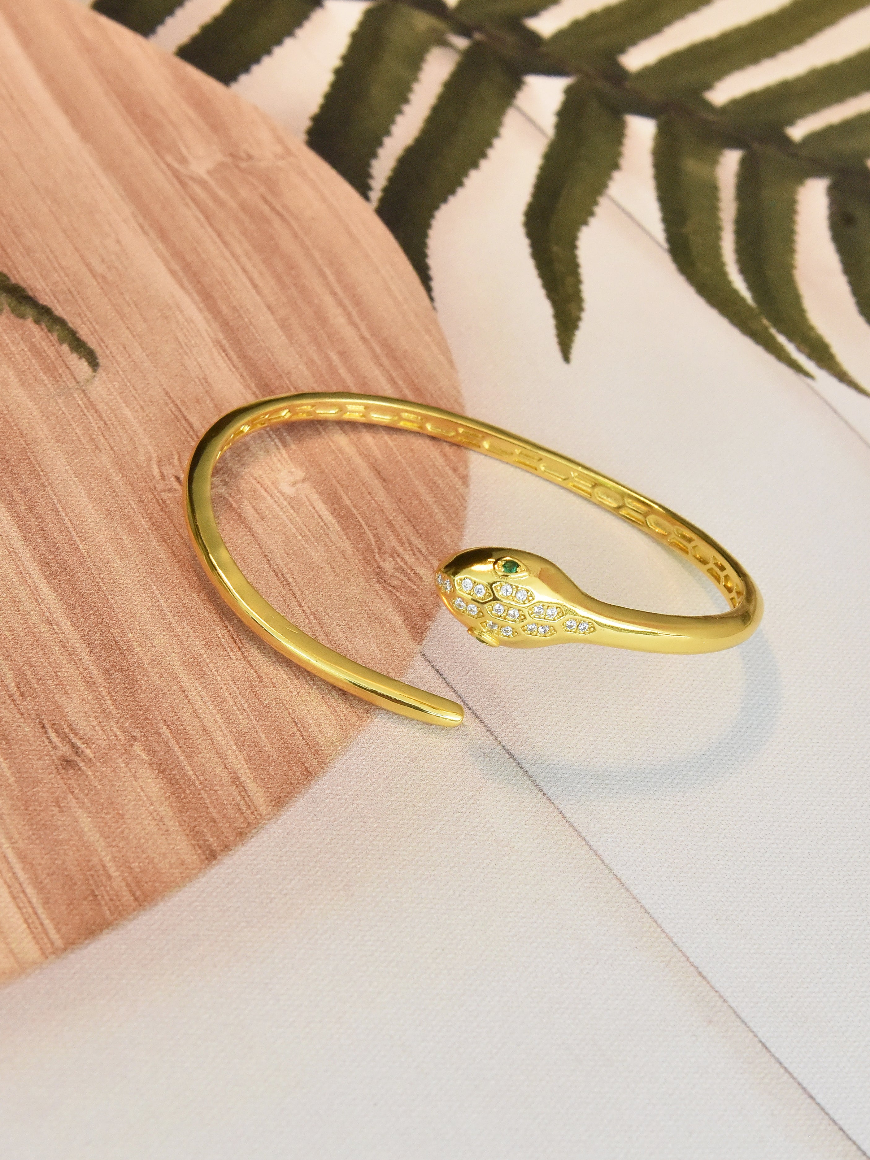 Klissaa Bracelets Serpentine Cuff Bracelet Handcrafted In 22K Gold Plate