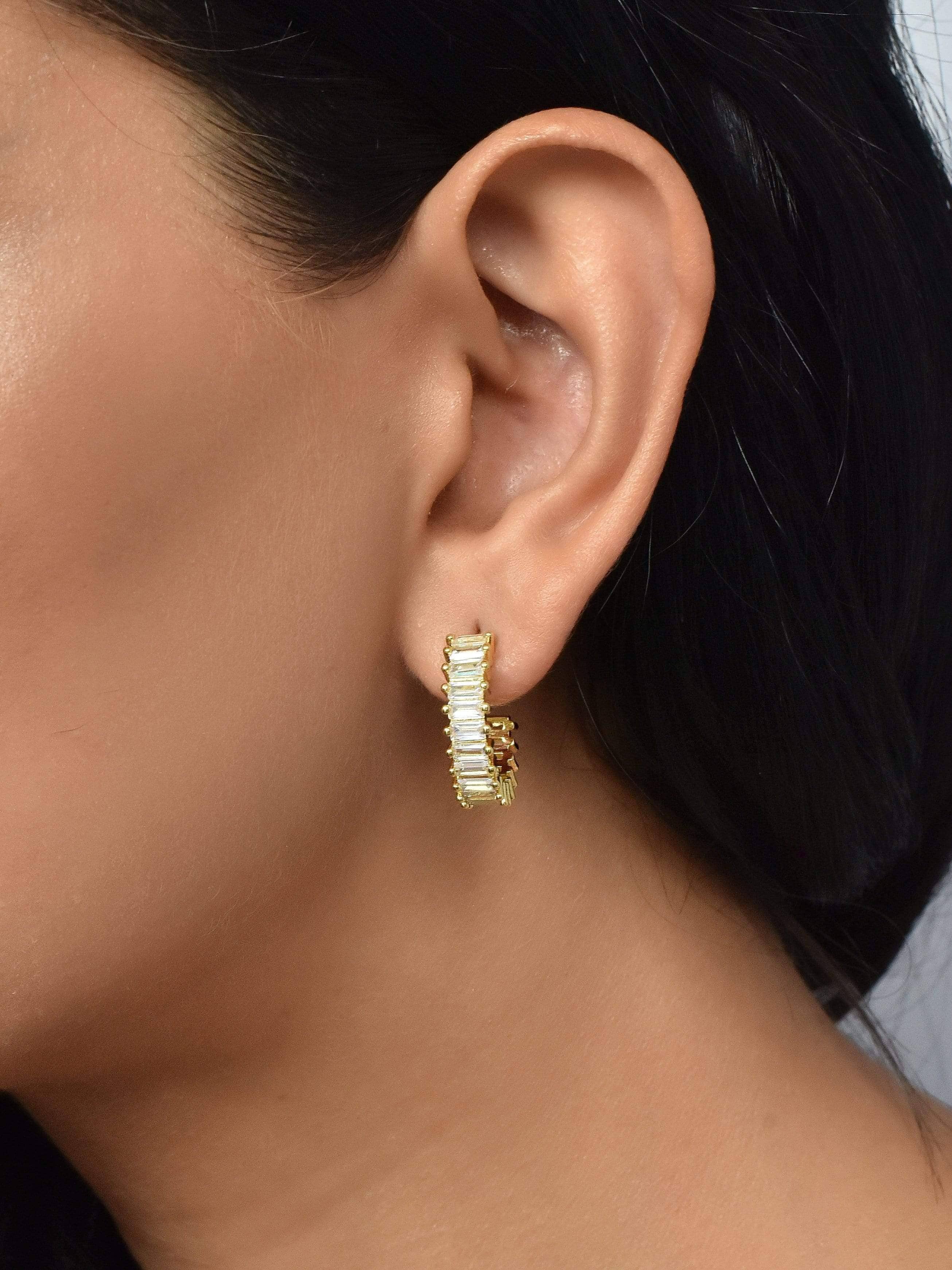 Klissaa earrings Austrian Crystal Studded Hoop Earrings