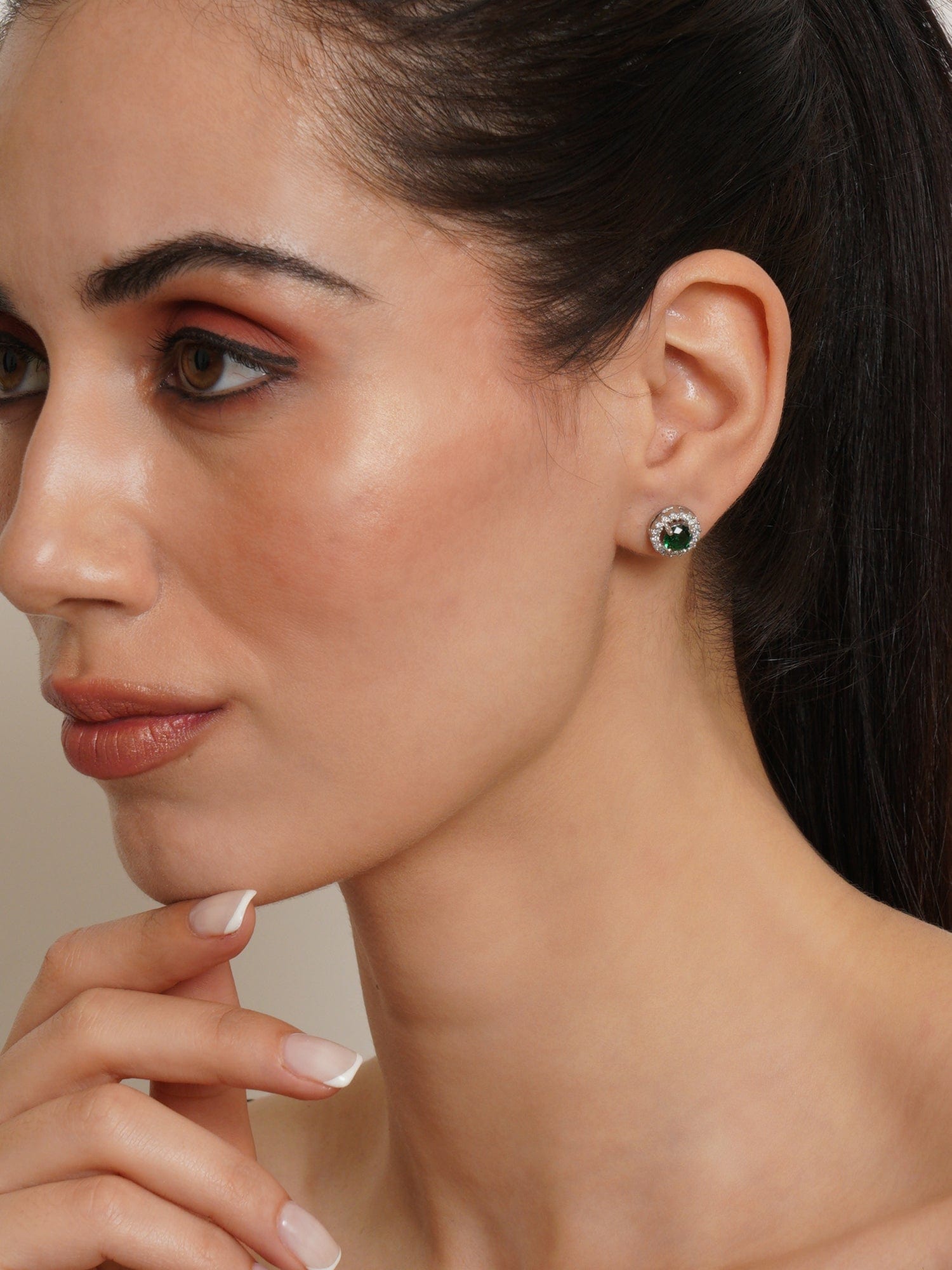 Klissaa earrings Emerald CZ Stud Earrings