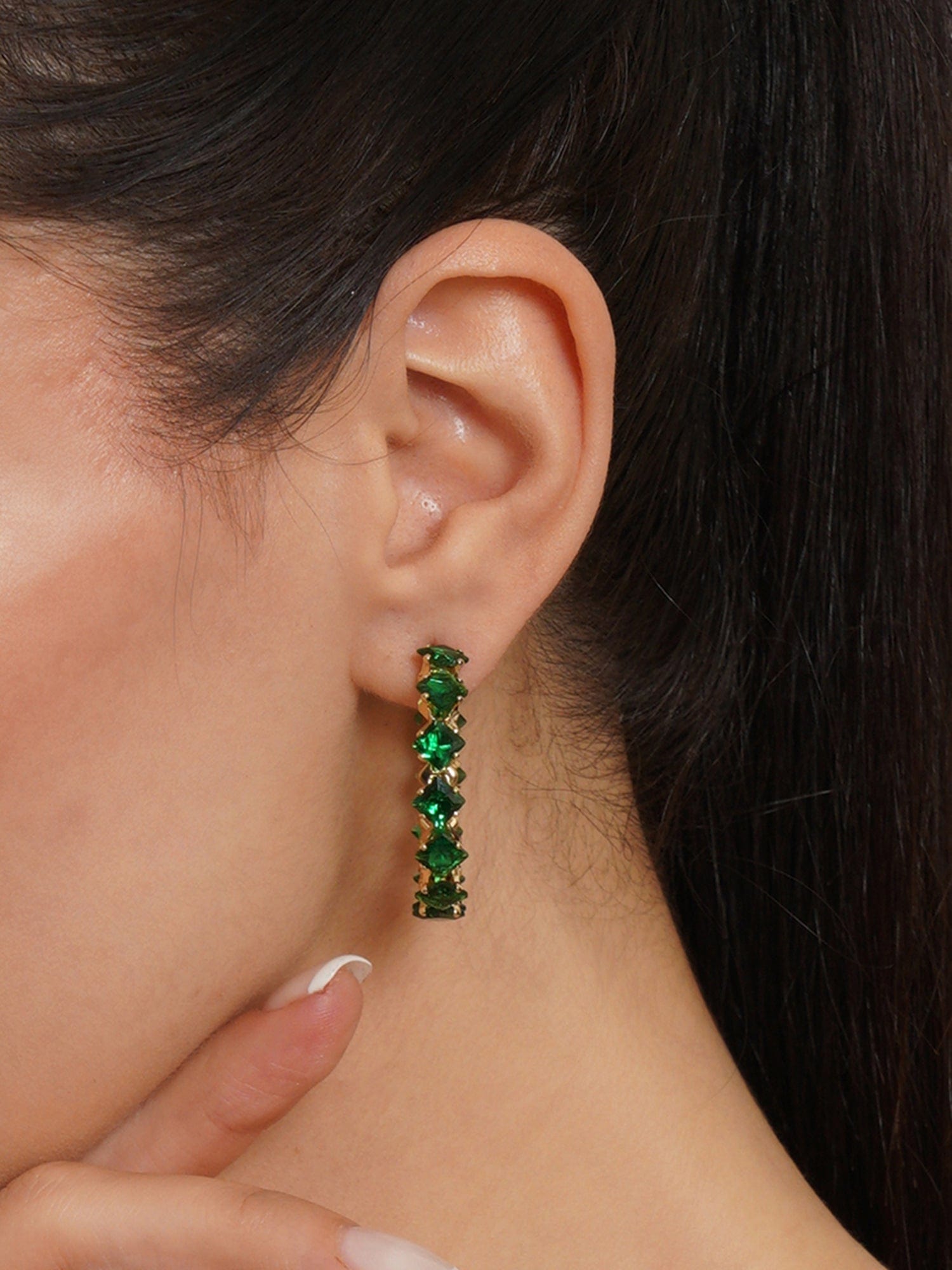 Klissaa earrings Emerald Large Hoop Earrings