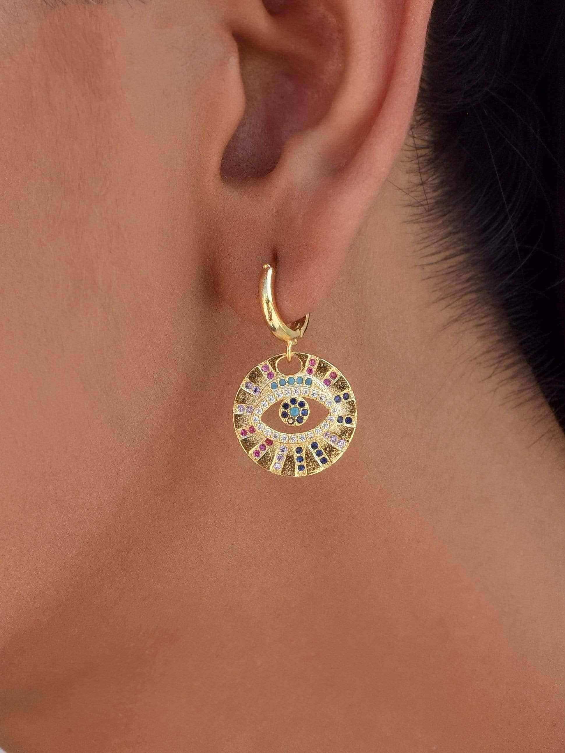 Klissaa Earrings Evil Eye Medallion Earring