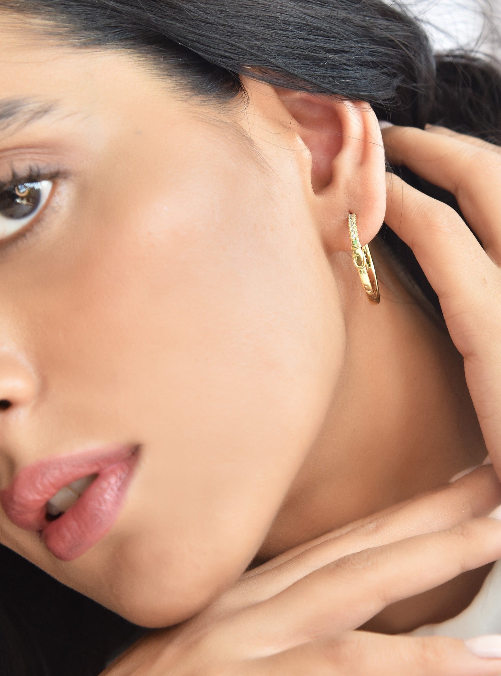 Klissaa Earrings Gold Belted Hoop Earrings