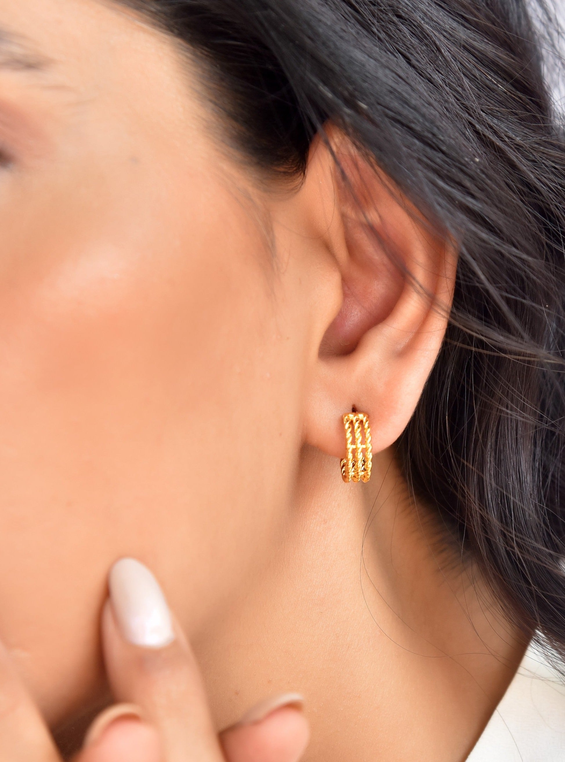 Klissaa Earrings Mini Triple Hoop Earrings