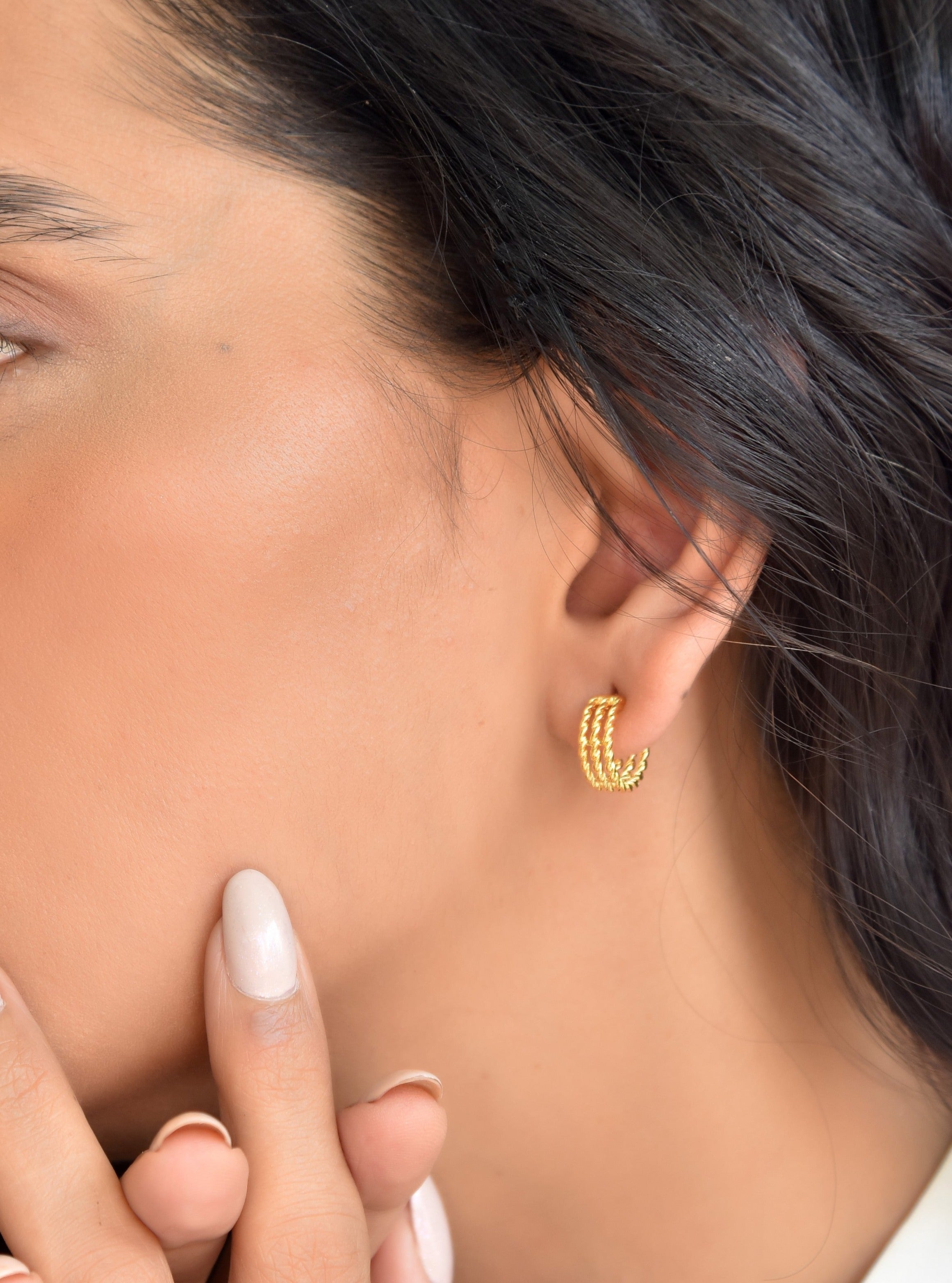 Klissaa Earrings Mini Triple Hoop Earrings
