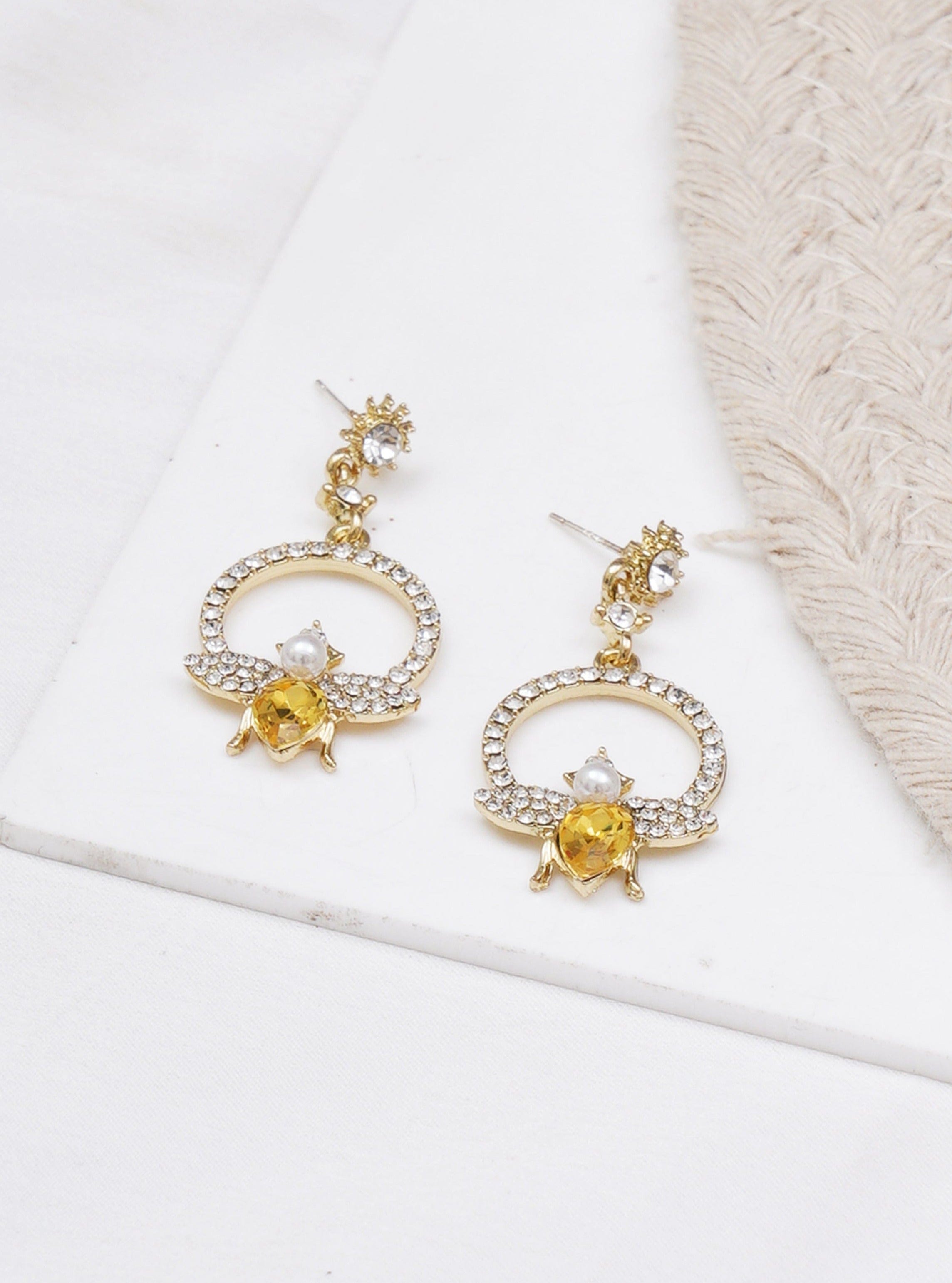 Klissaa earrings Sapphire Bee Dangler Earrings