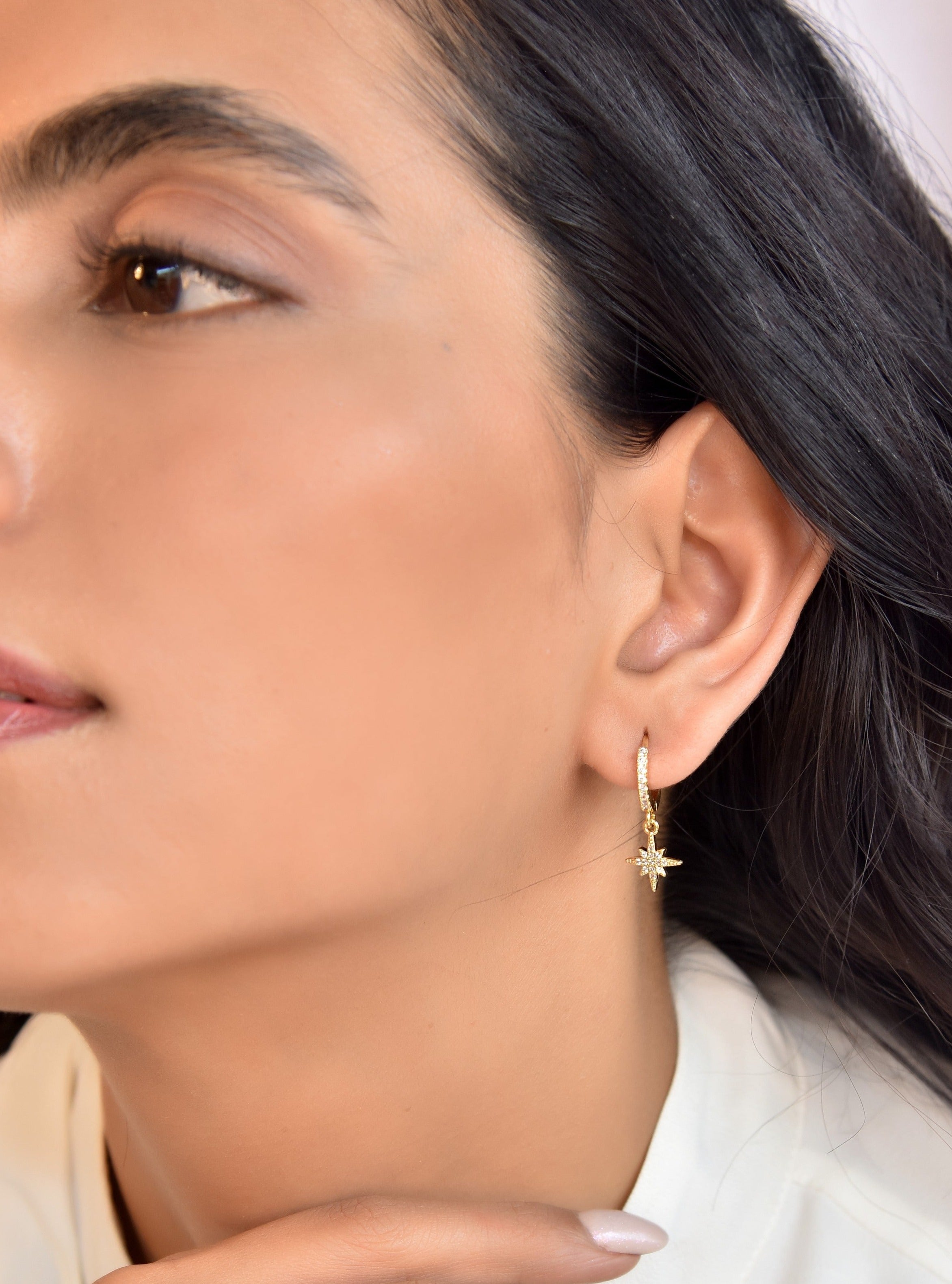 Star Moon Drop Earrings