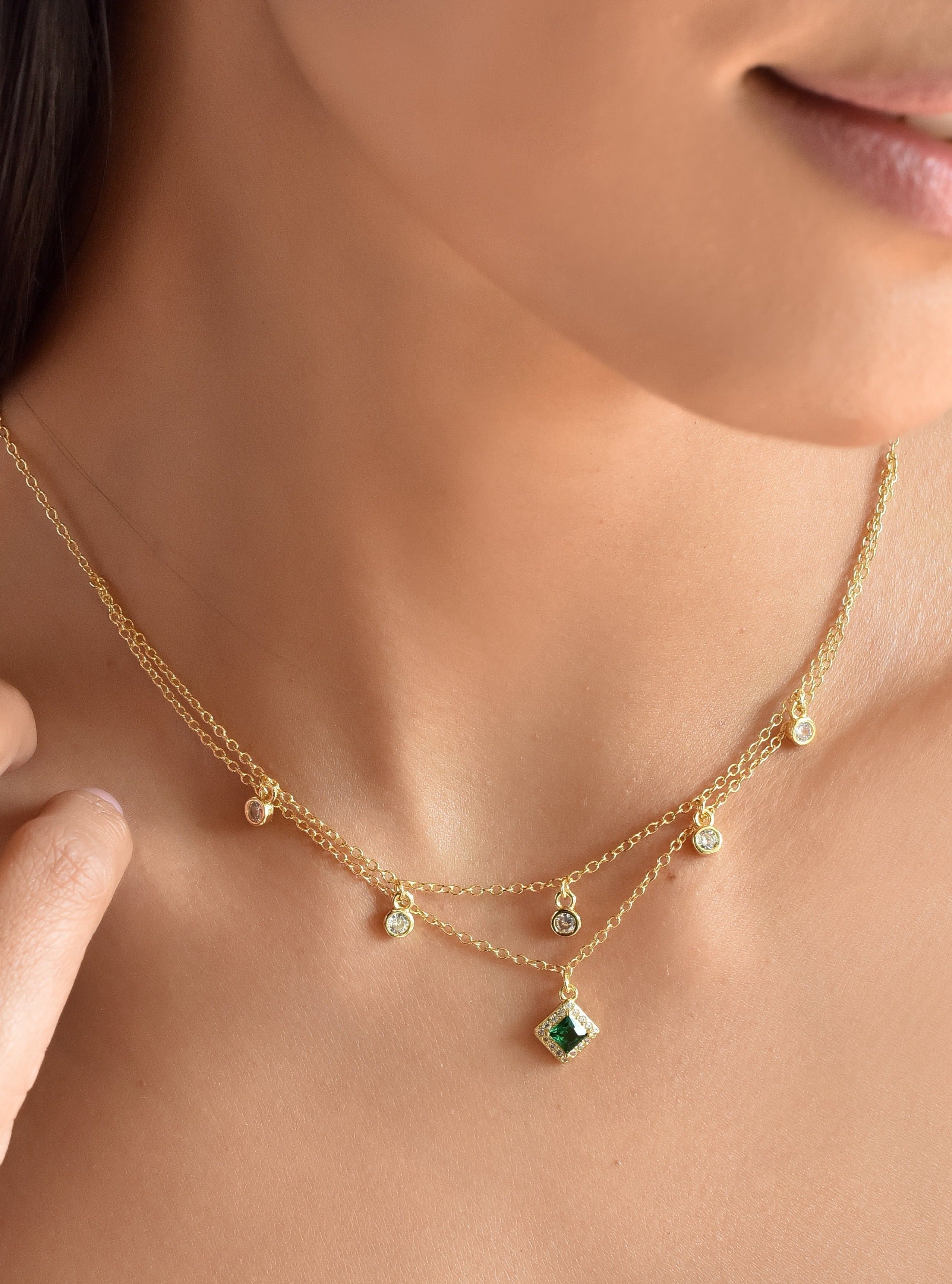 Klissaa necklace Emerald Olivia Layered Necklace