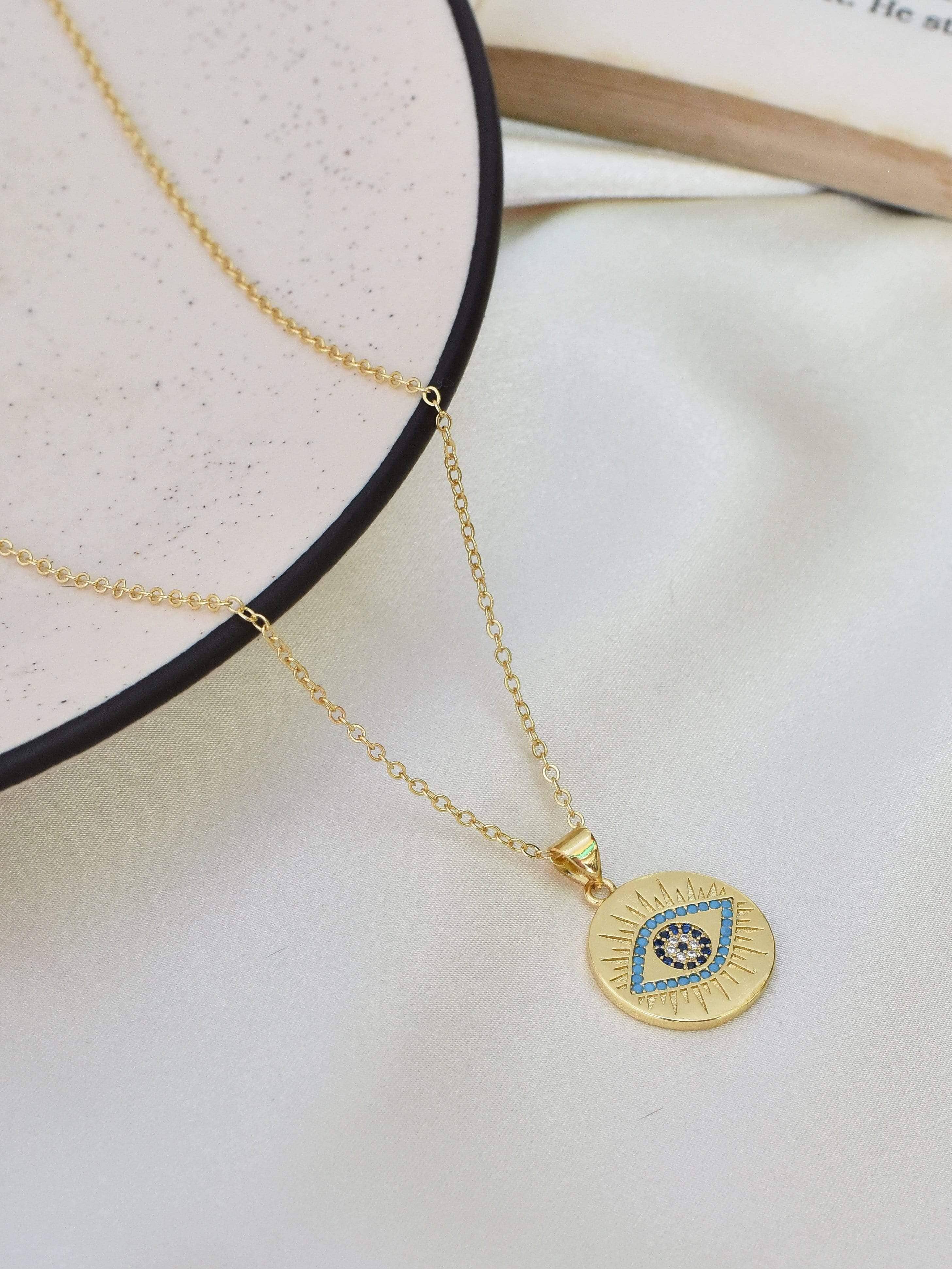 Klissaa necklace Gold Evil Eye Coin Necklace