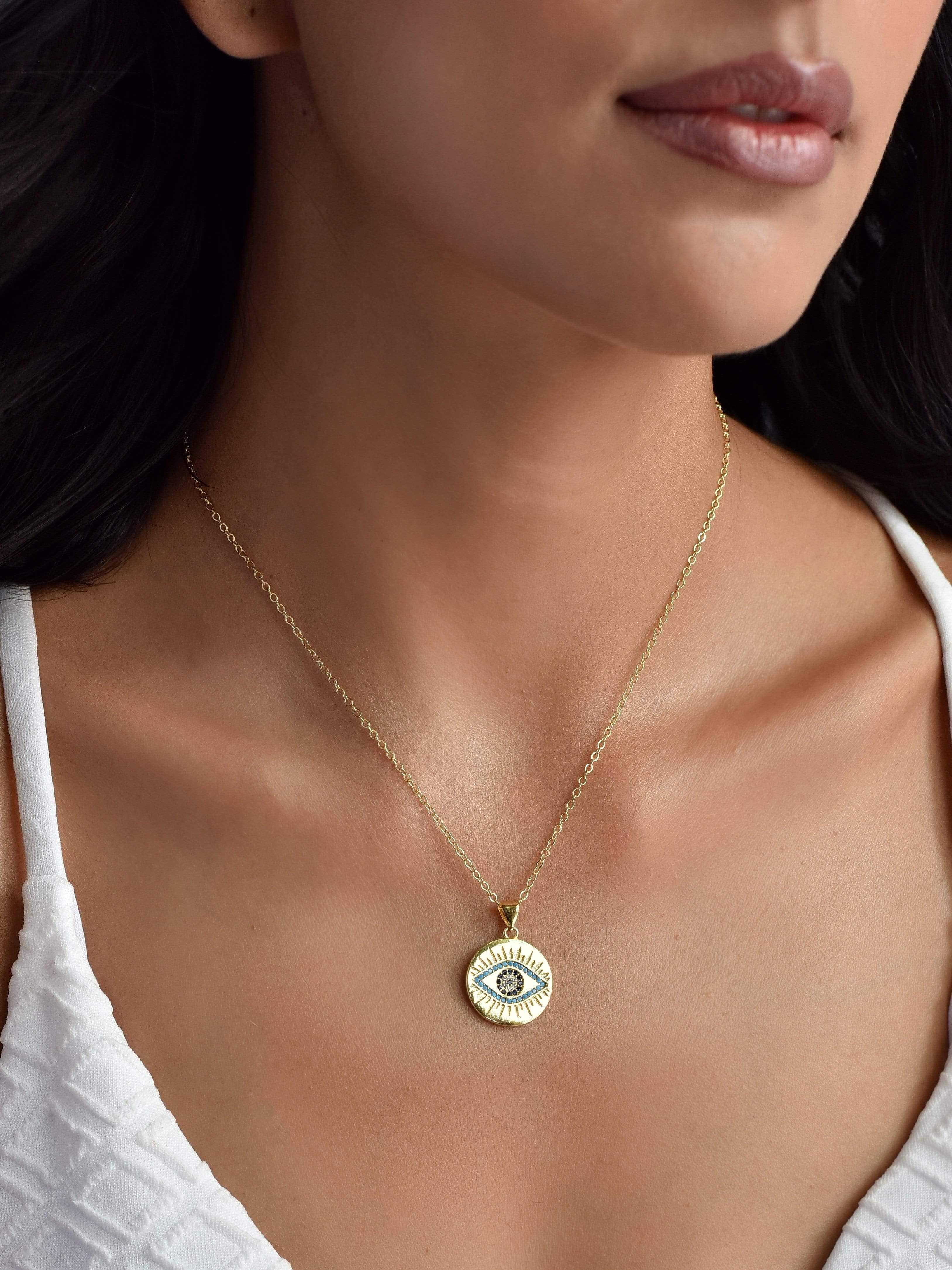 Klissaa necklace Gold Evil Eye Coin Necklace
