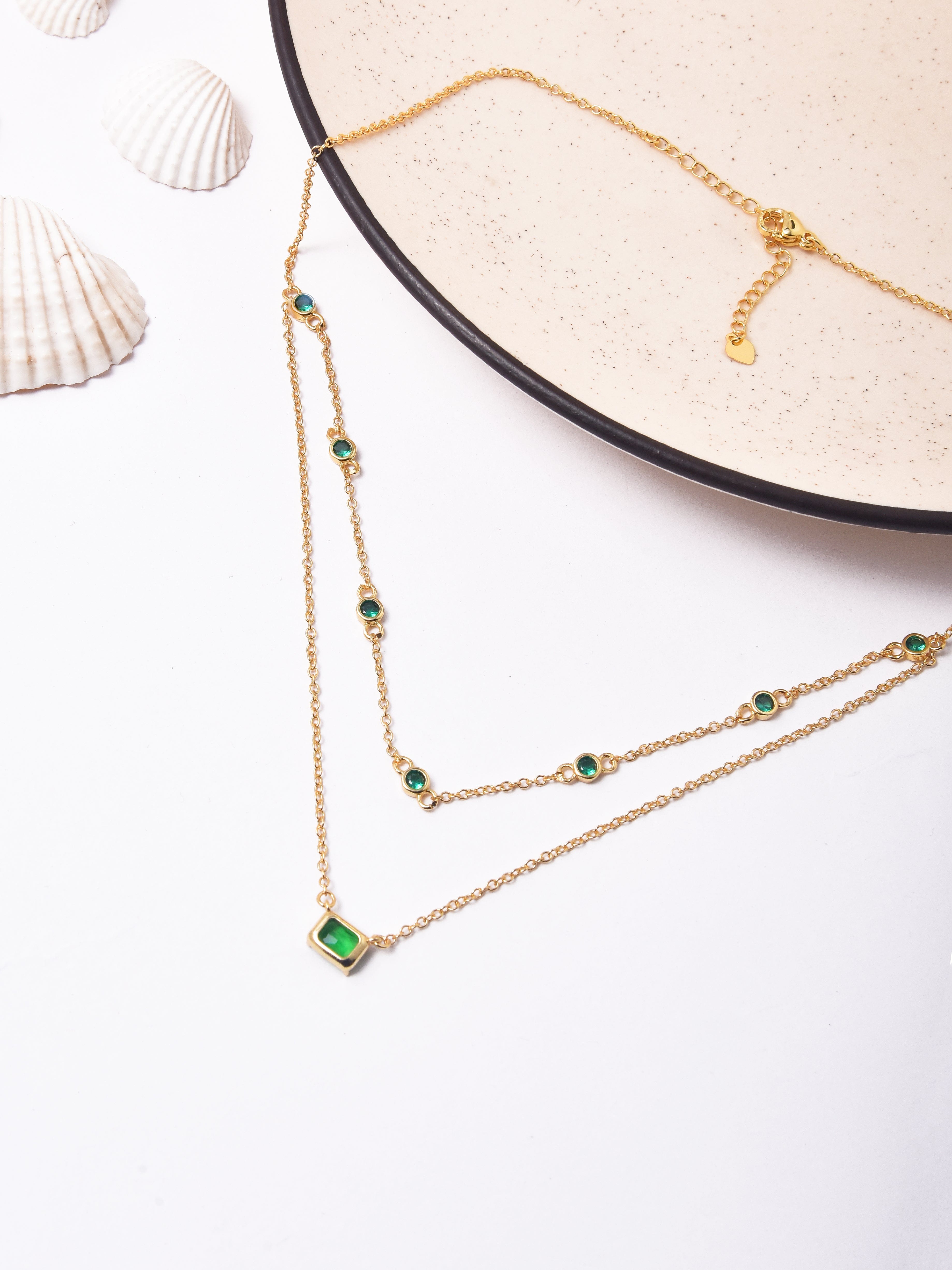Klissaa necklace Majestic Emerald Layered Necklace