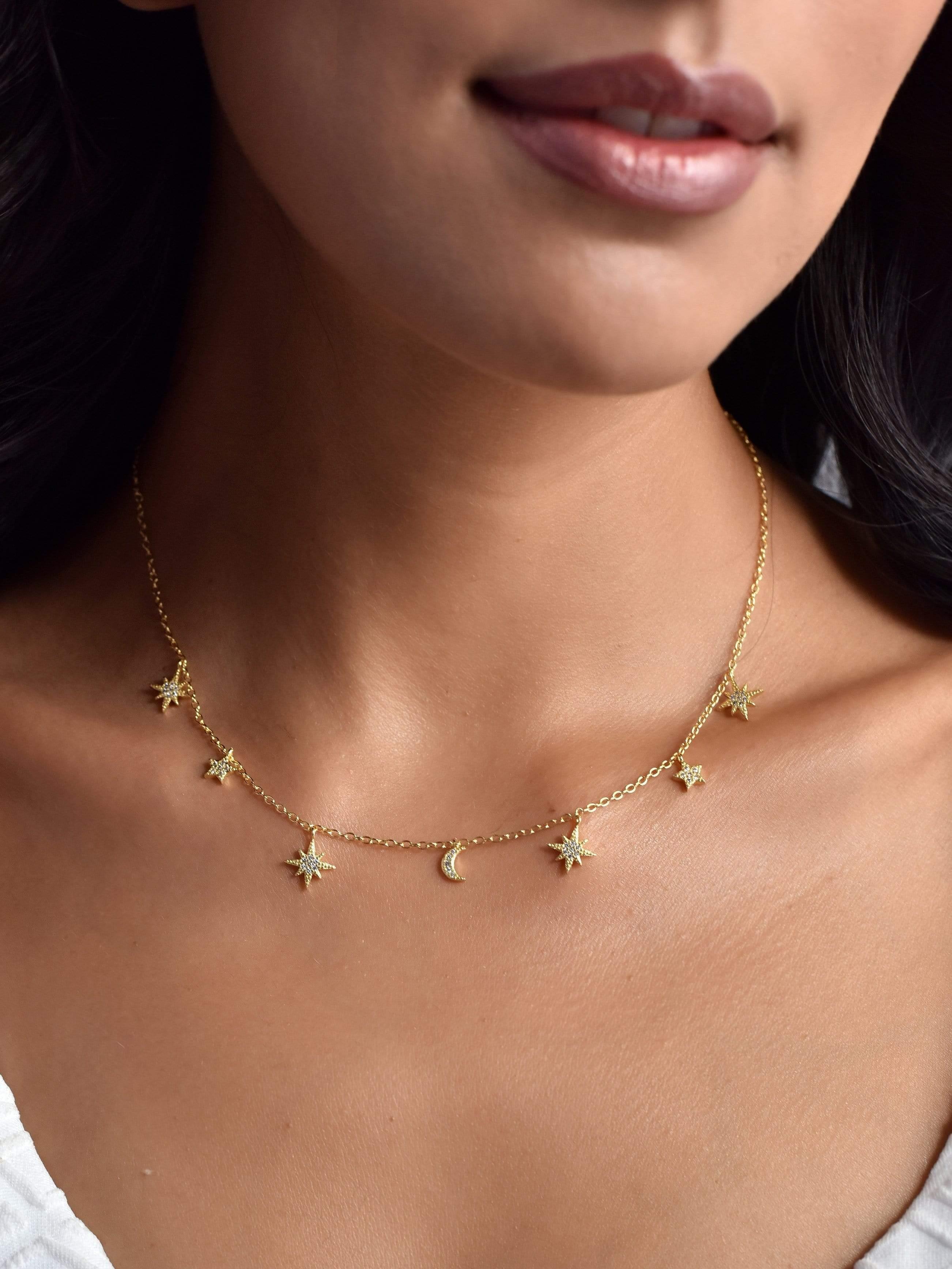 Klissaa necklace Stars & Moon Charm Necklace