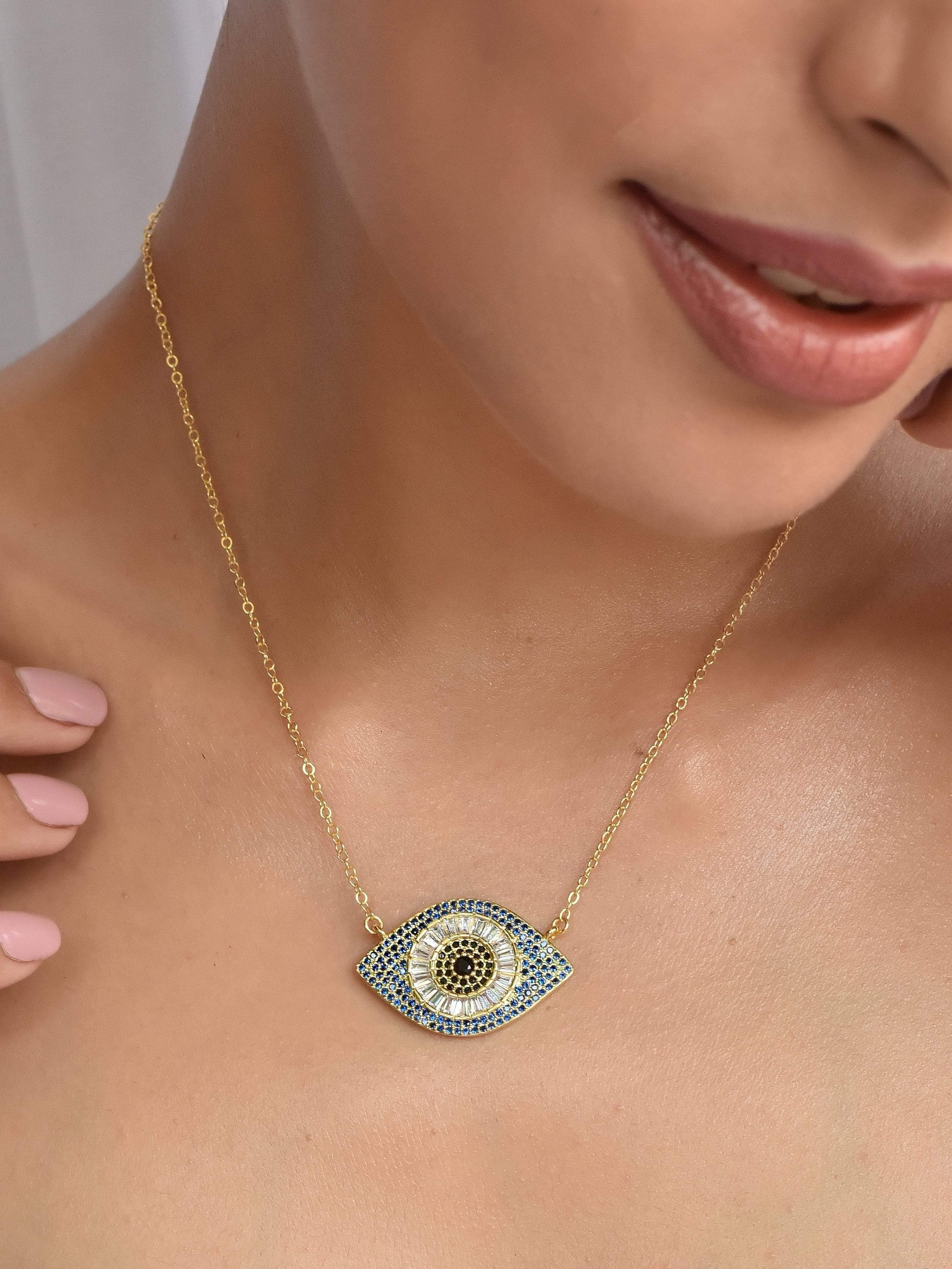Klissaa necklace Ziva Crystal Studded Evil Eye Necklace