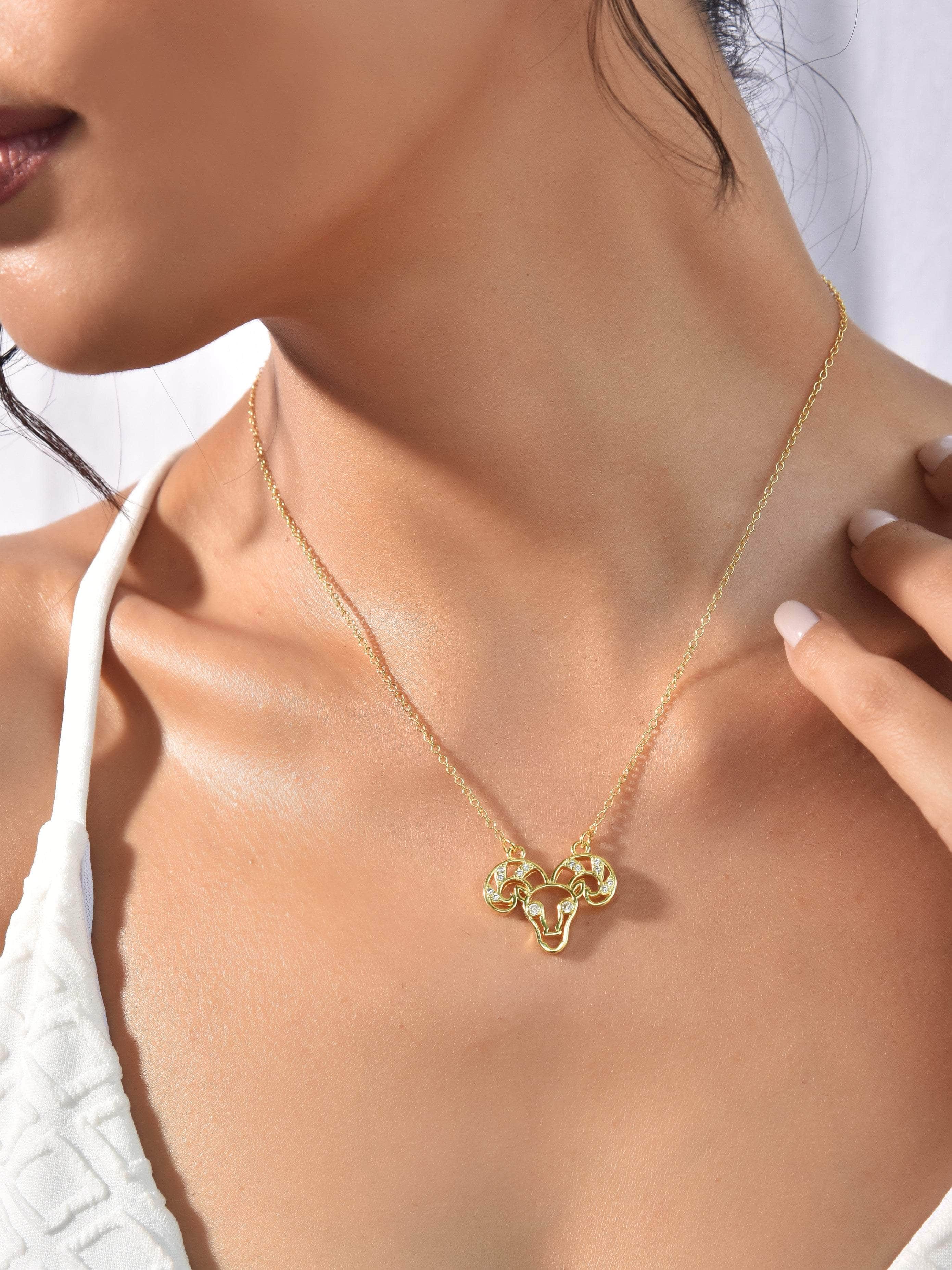 Klissaa Necklaces Aries Zodiac Gold Plated Necklace