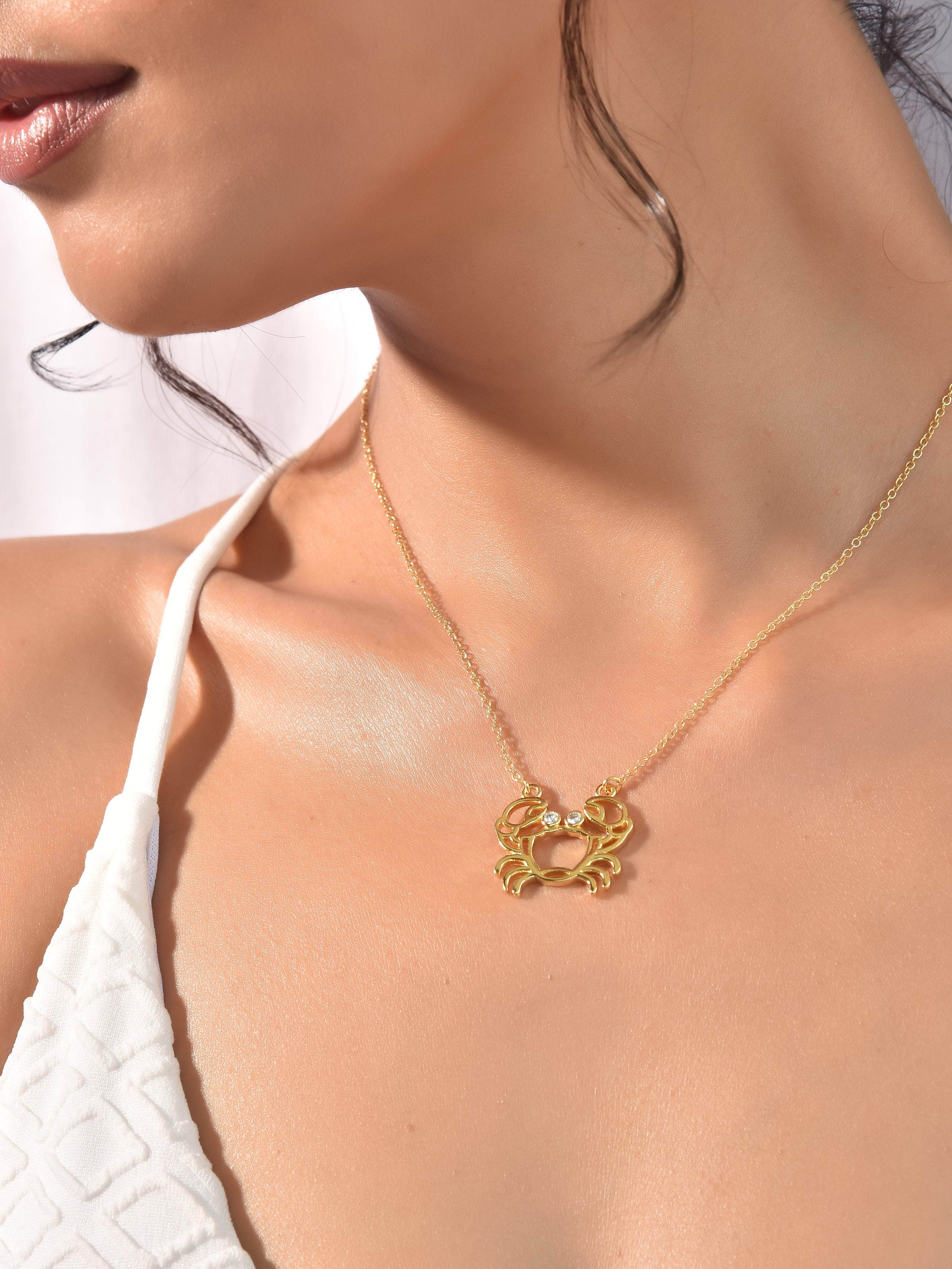 Klissaa Necklaces Cancer Zodiac Gold Plated Necklace