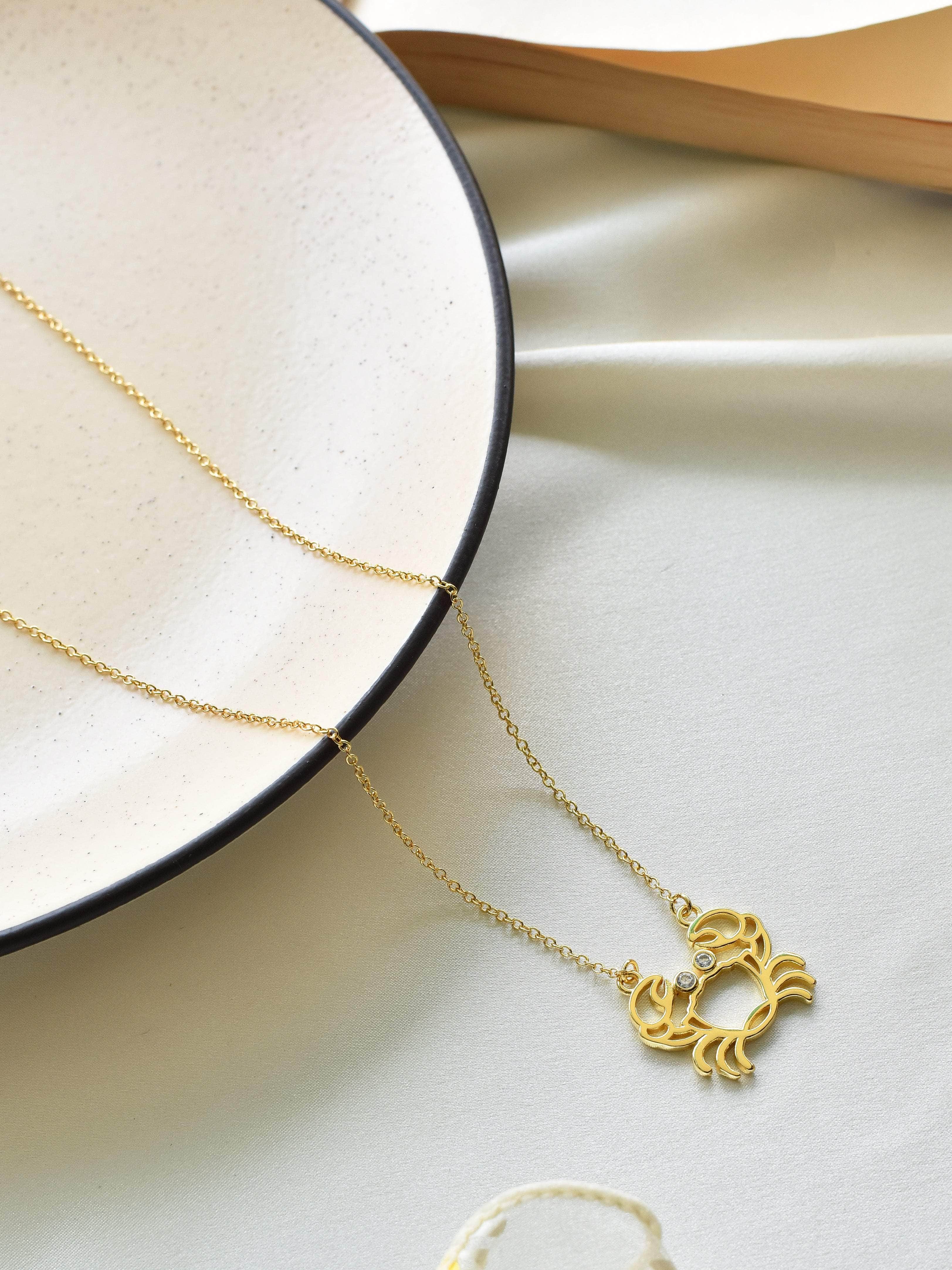 Klissaa Necklaces Cancer Zodiac Gold Plated Necklace