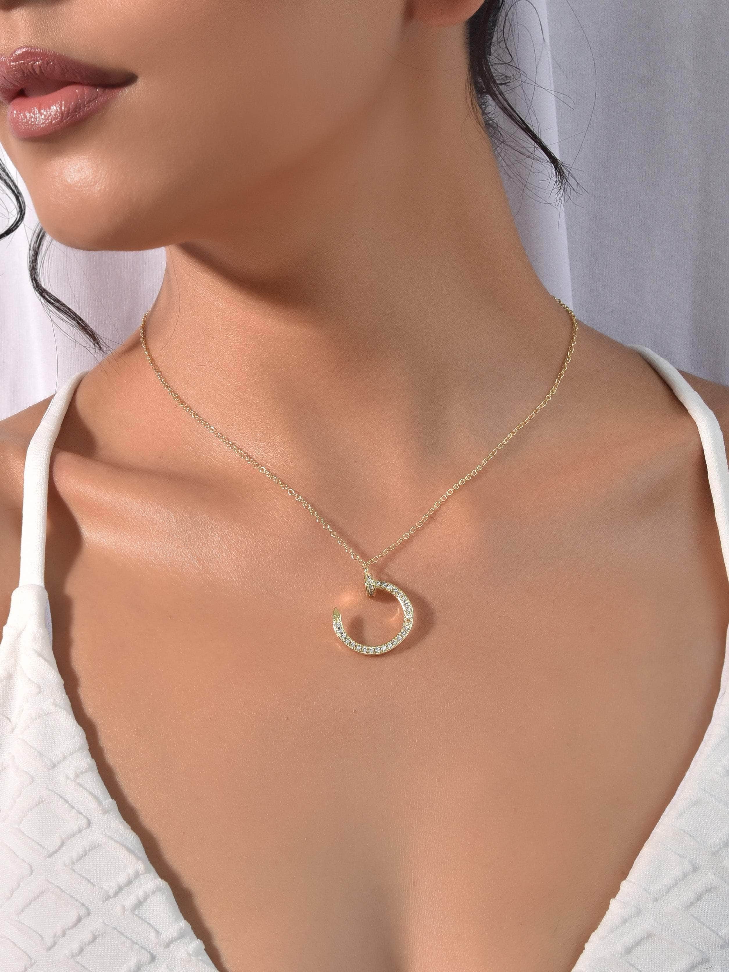 Klissaa Necklaces Crescent Gold Necklace