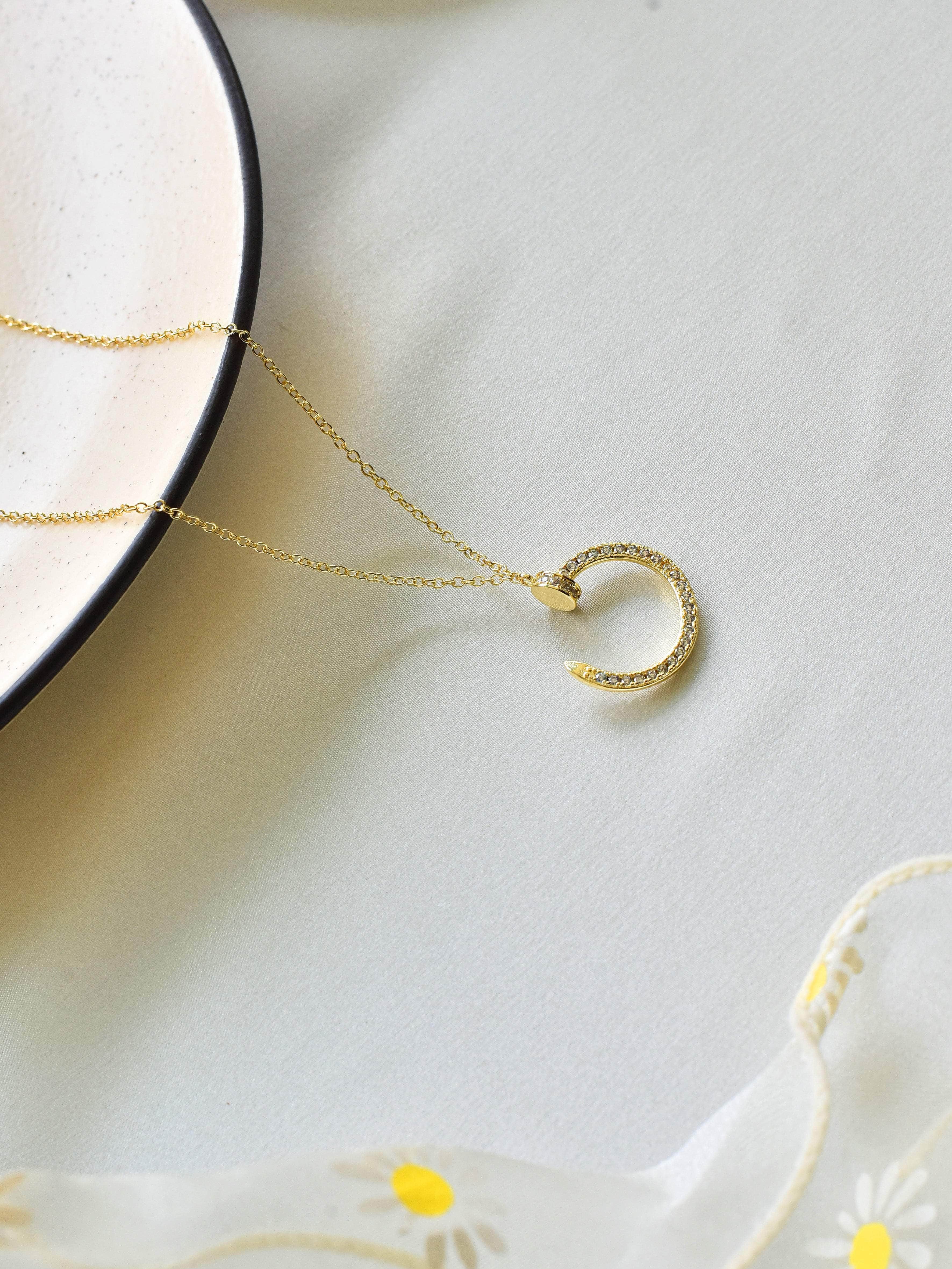 Klissaa Necklaces Crescent Gold Necklace