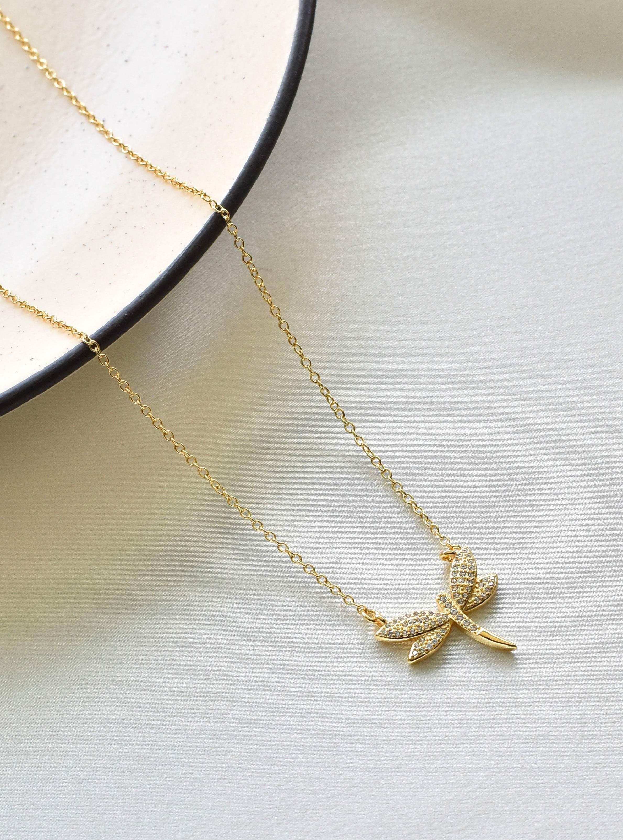 Klissaa Necklaces Dragonfly Gold Necklace