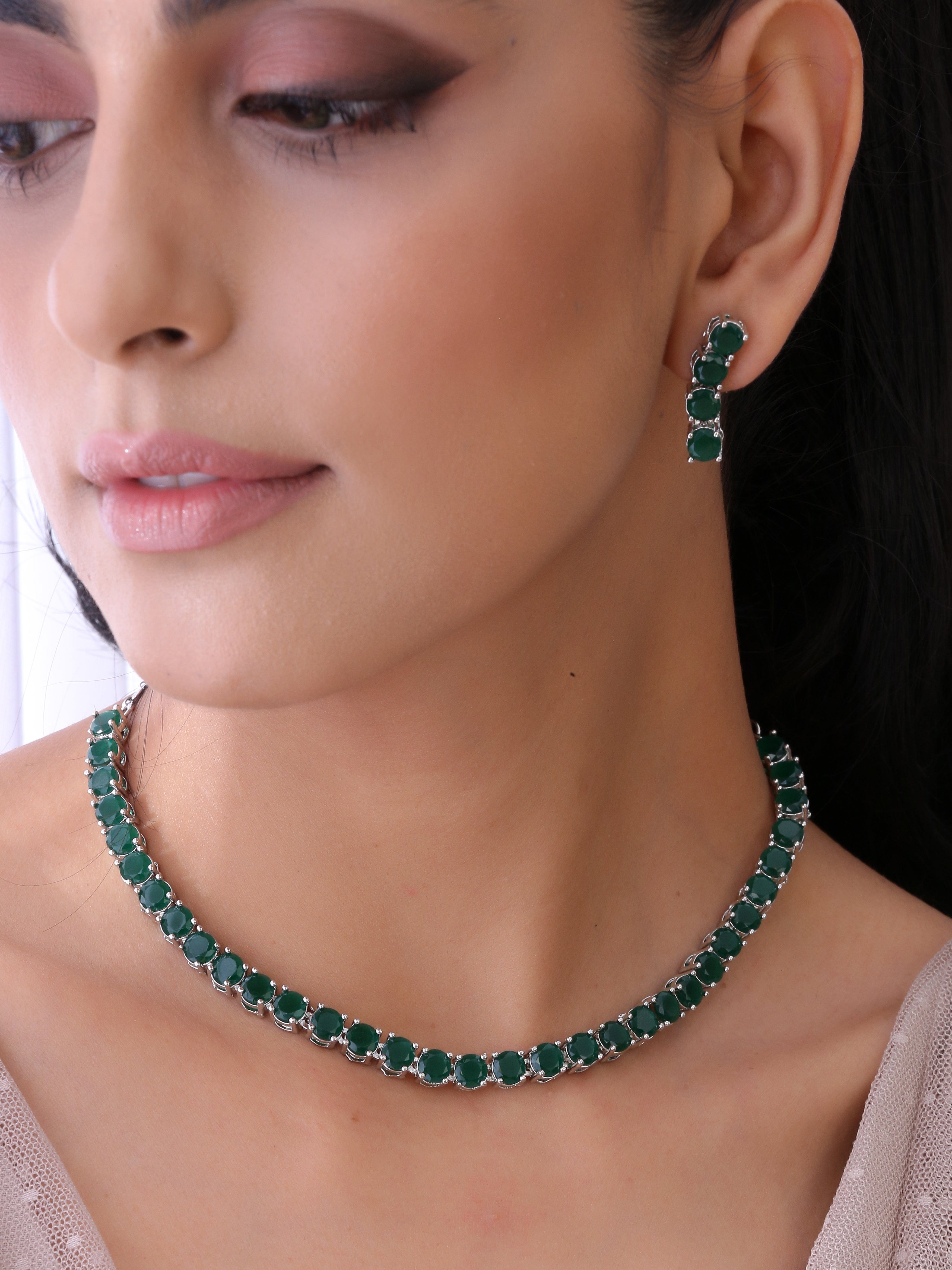 Klissaa Necklaces Emerald Green Necklace Set