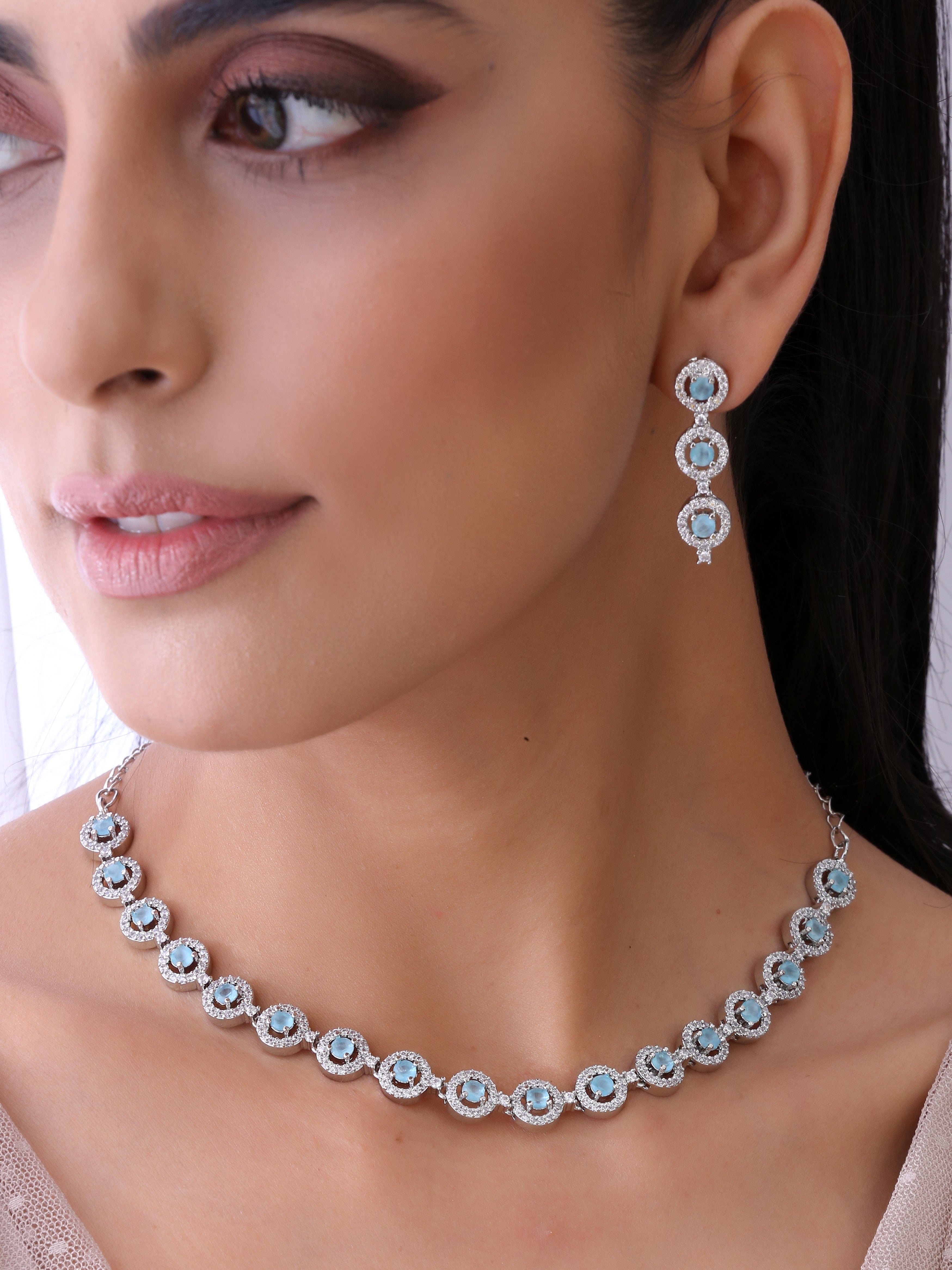 Klissaa Necklaces Melisa Mint Crystals Necklace Set