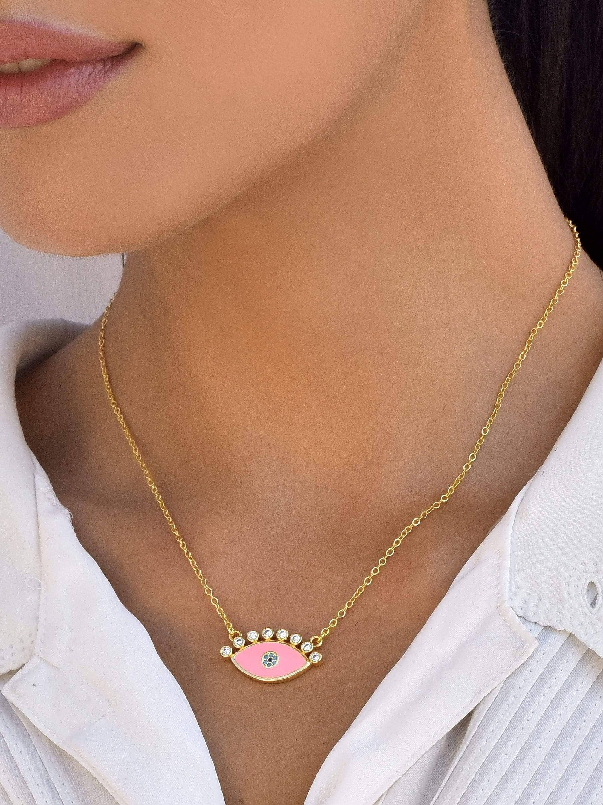 Klissaa Necklaces Pink Evil Eye Necklace