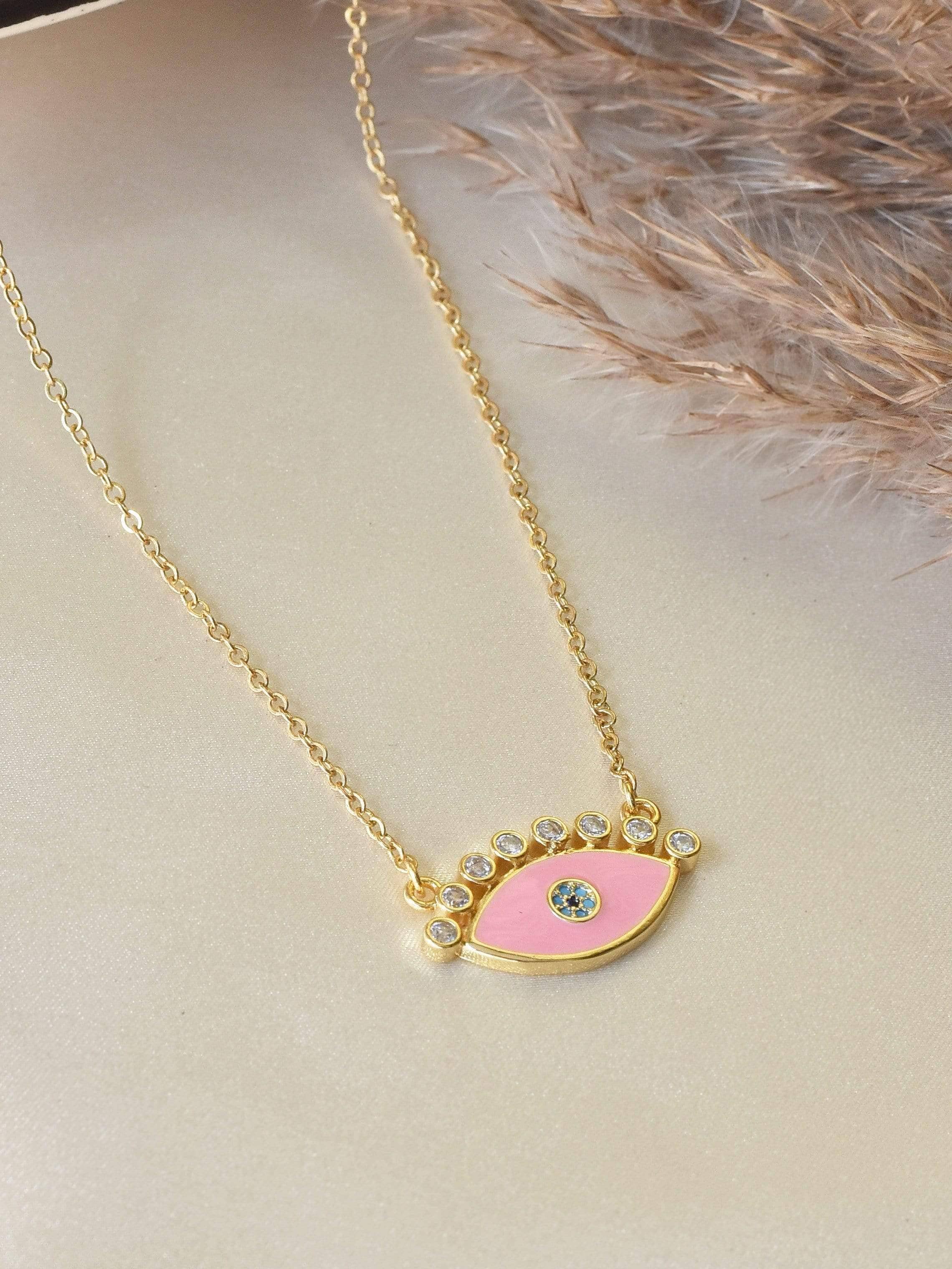 Klissaa Necklaces Pink Evil Eye Necklace