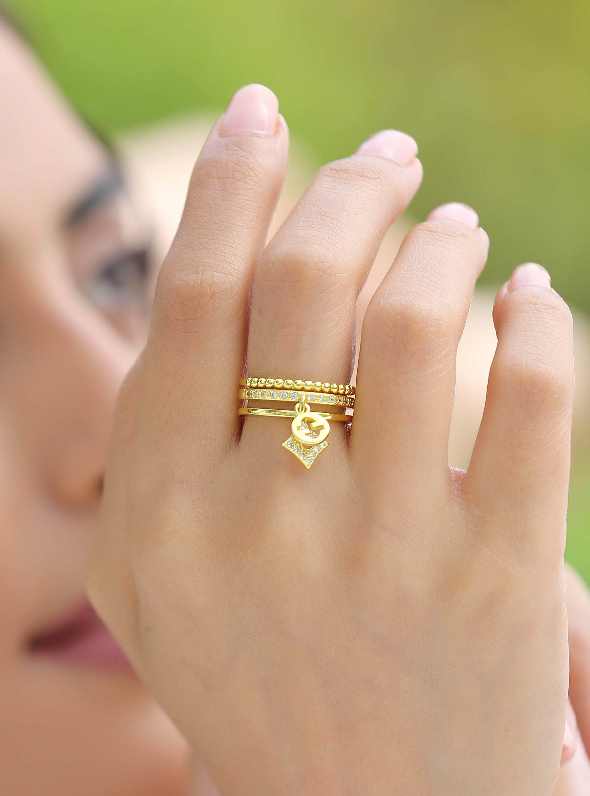 Klissaa Rings Clover Charms 22K Gold Plated Ring